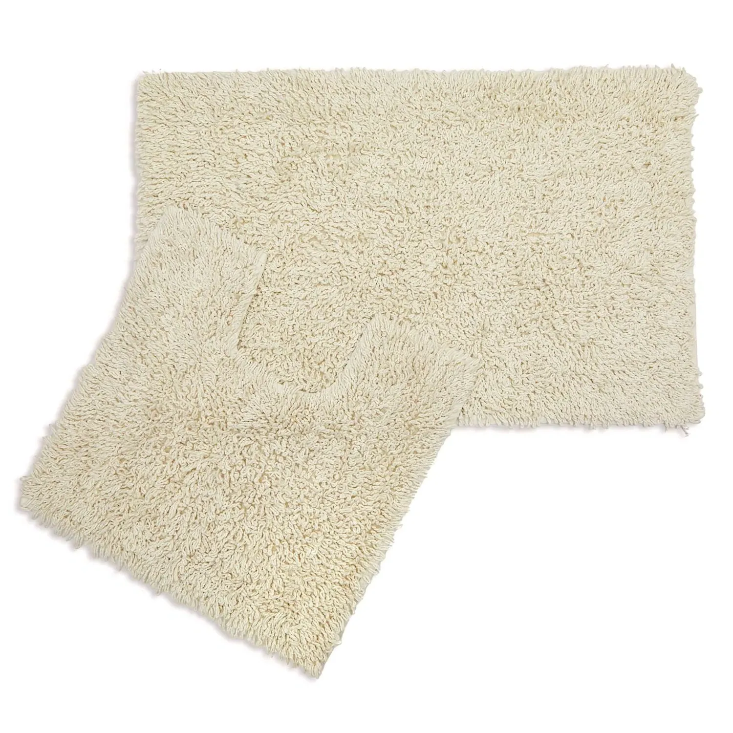 2-Piece Bath Mat Set Non-Slip - Cream, Cotton
