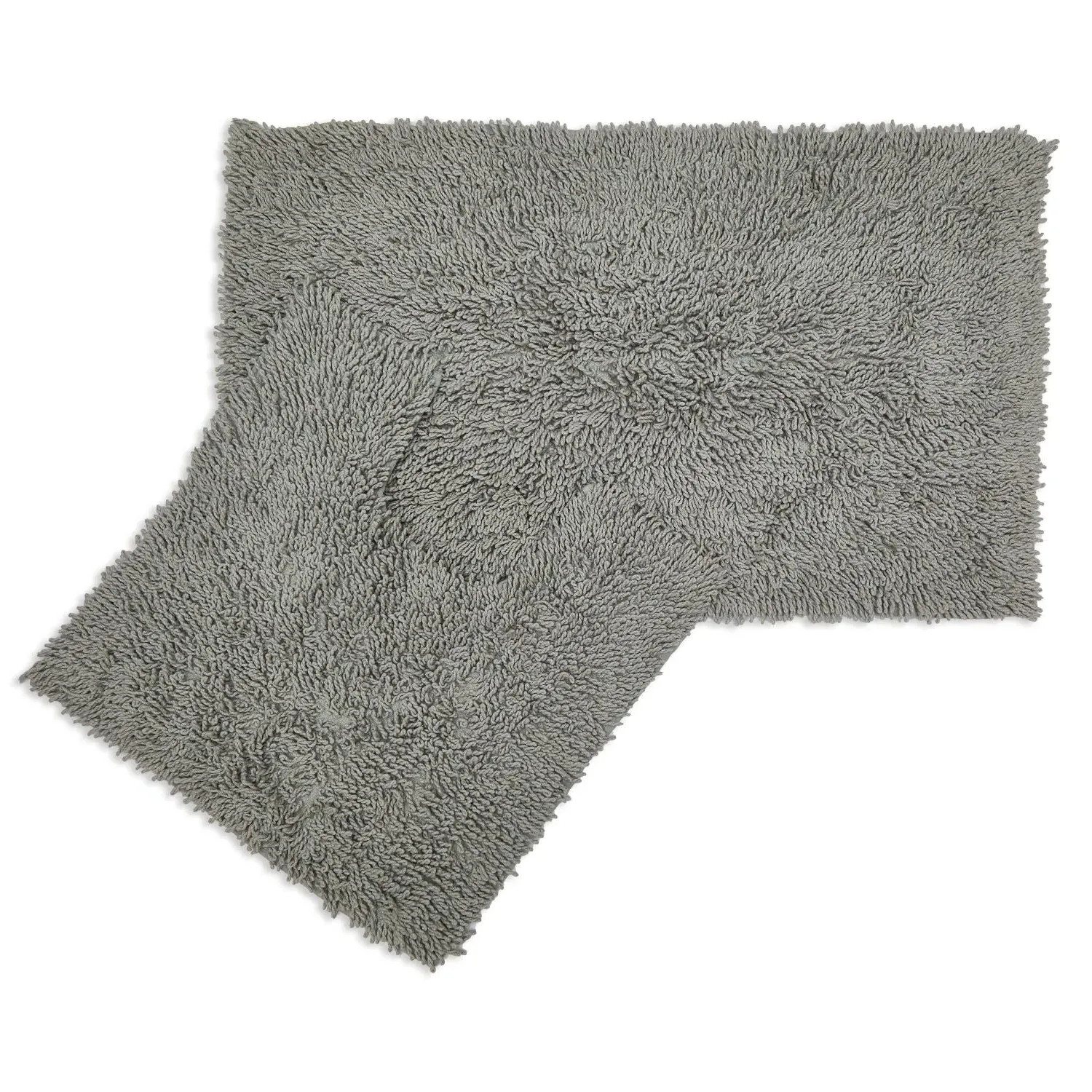2-Piece Bath Mat Set Non-Slip - Grey, Cotton