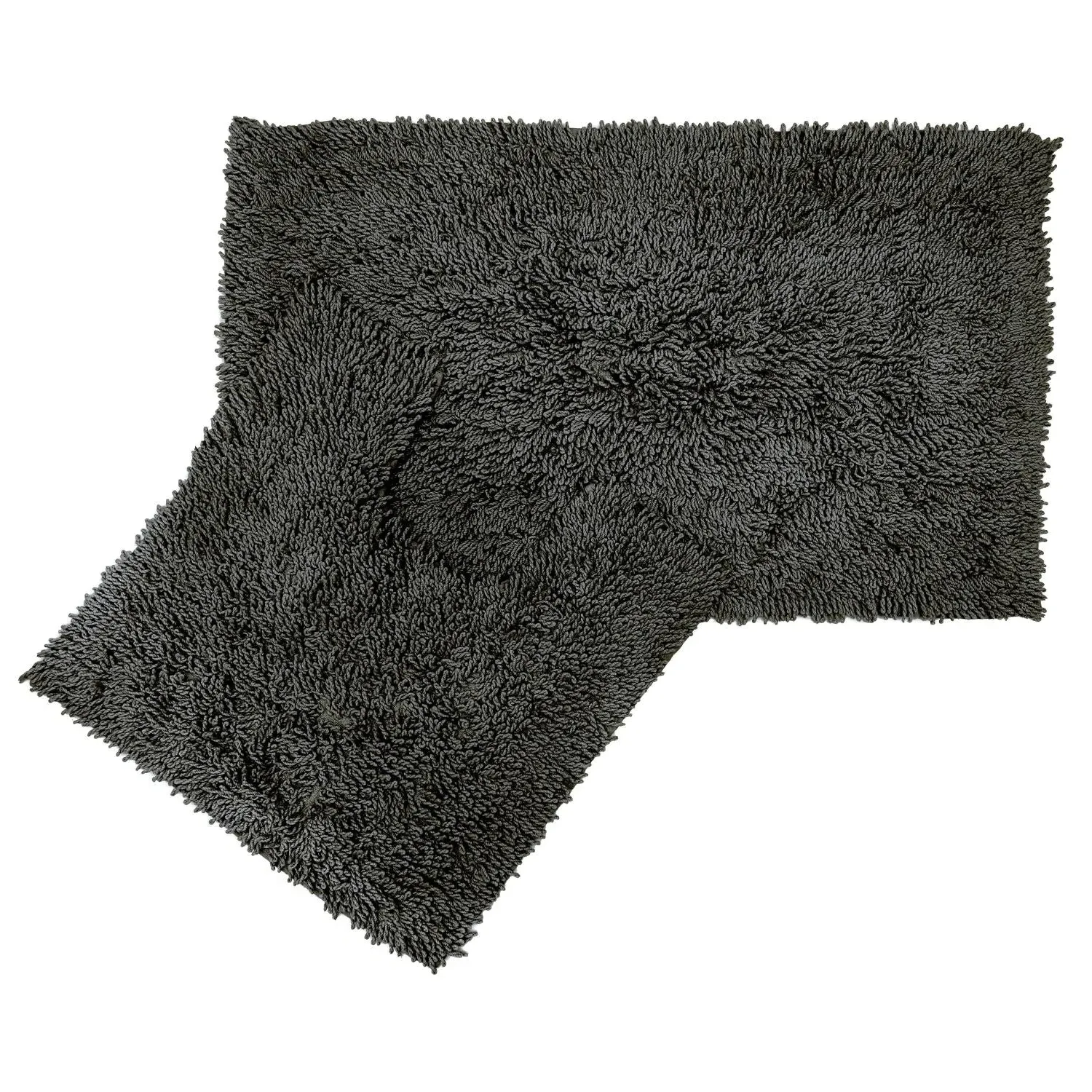 2-Piece Bath Mat Set Non-Slip - Grey, Cotton