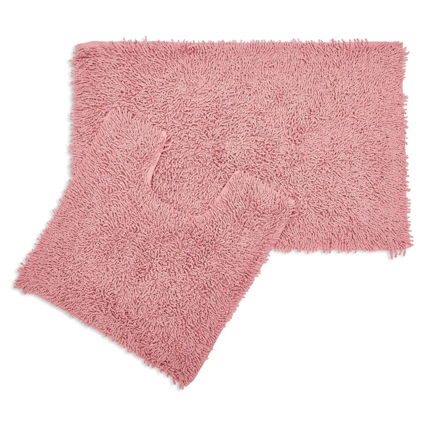 2-Piece Bath Mat Set Non-Slip - Pink, Cotton
