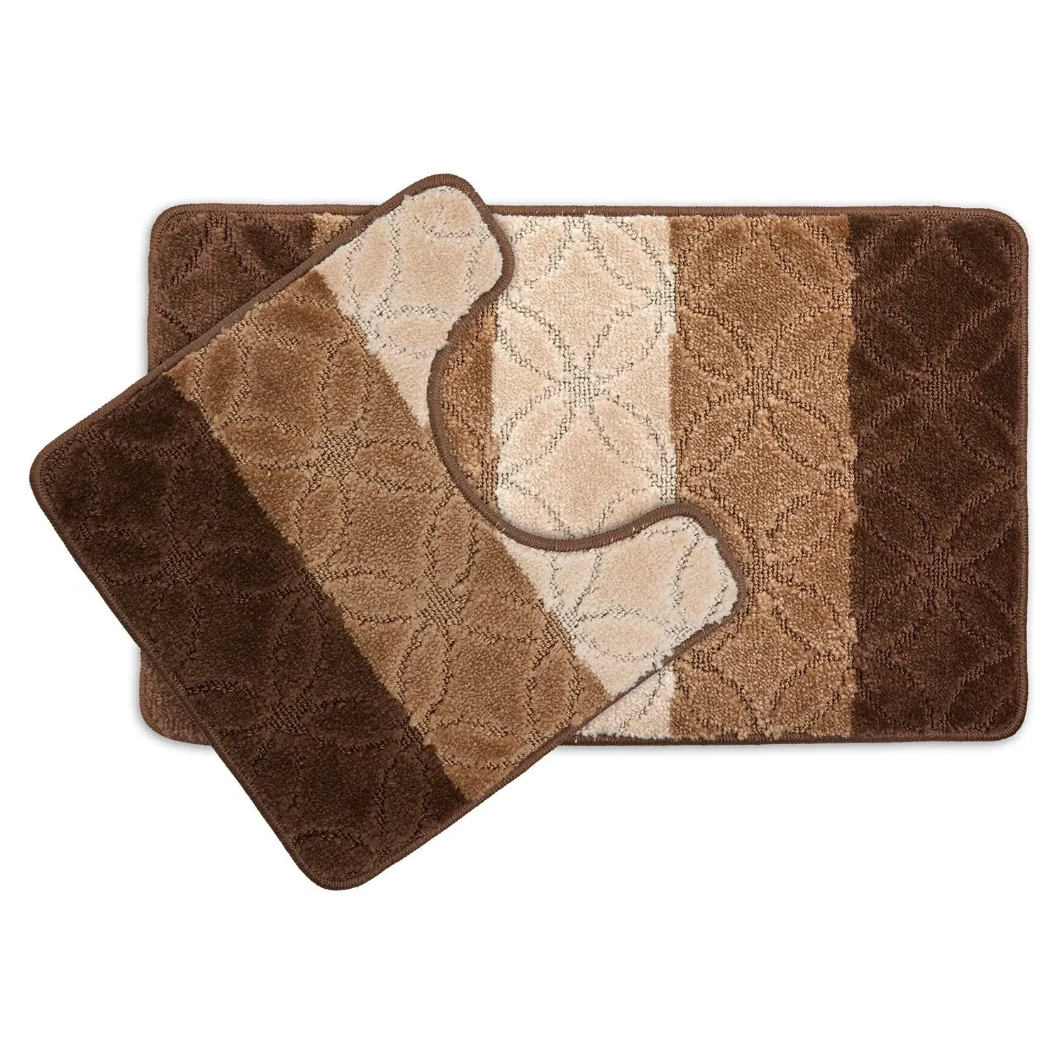 2-Piece Bath Mat Set with Non-Slip - Beige
