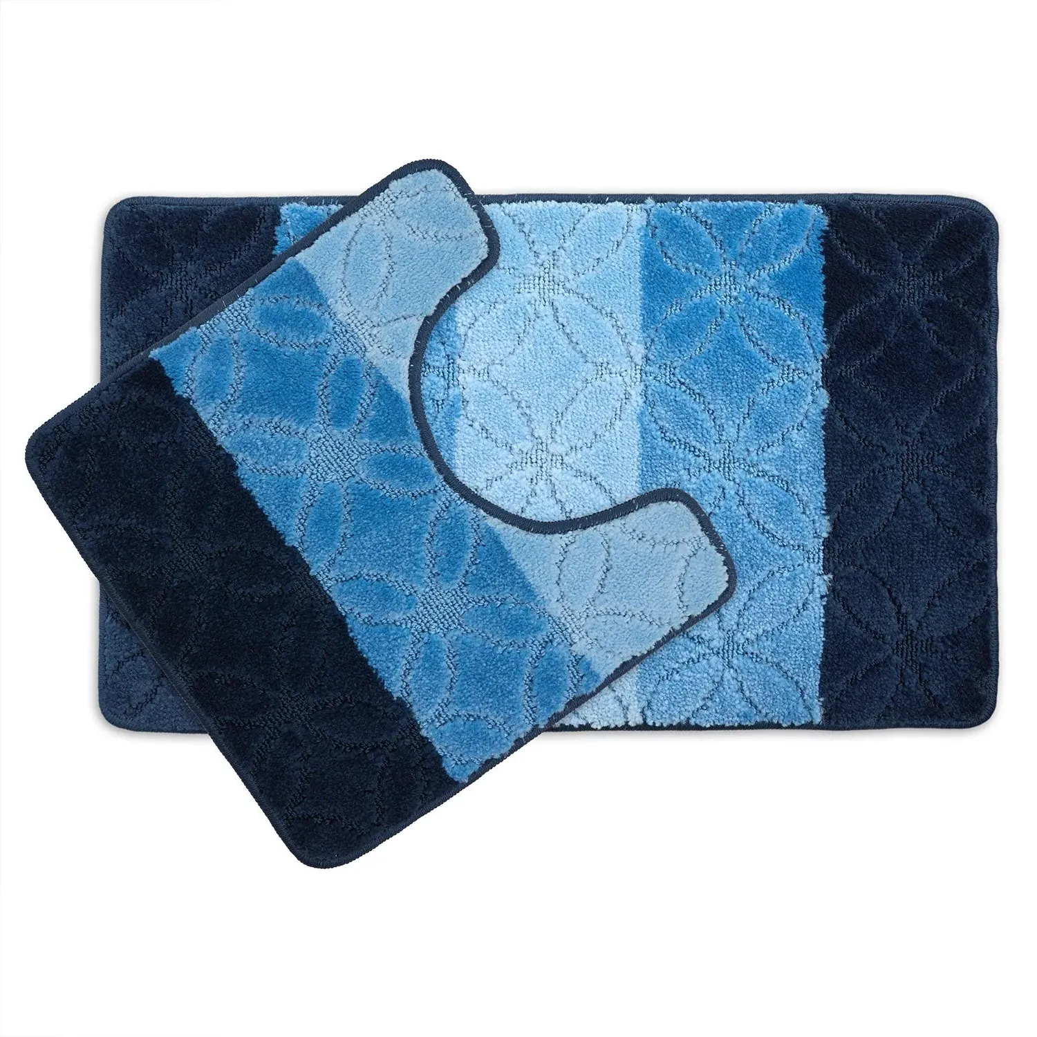 2-Piece Bath Mat Set with Non-Slip - Blue