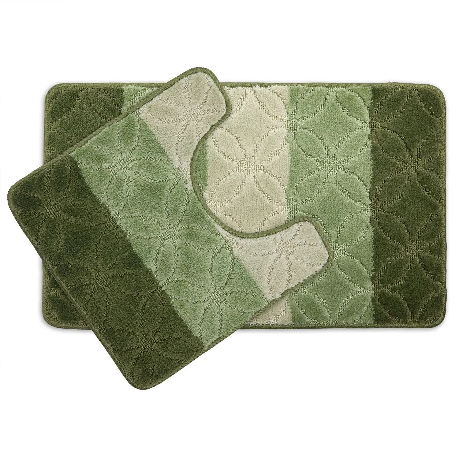 2-Piece Bath Mat Set with Non-Slip - Green