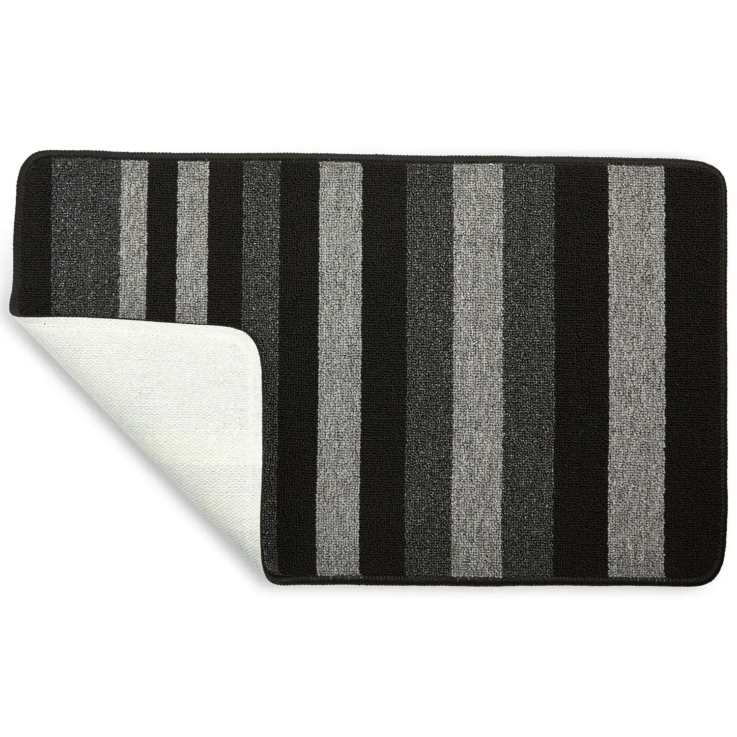 2-Piece Bath Mat Set with Stripes - Grey, Jersey