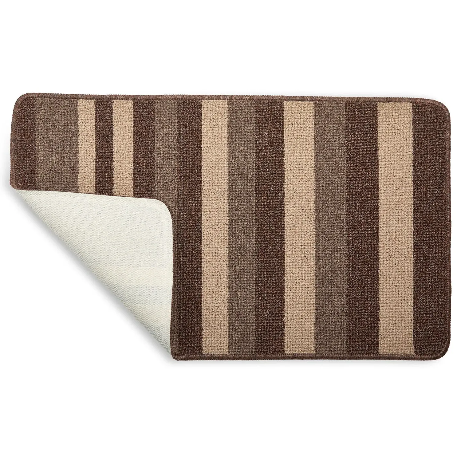 2-Piece Bath Mat Set with Stripes - Taupe, Jersey