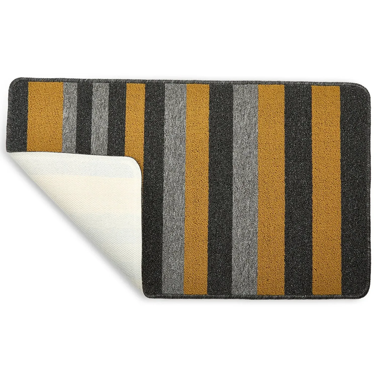 2-Piece Bath Mat Set with Stripes - Yellow, Jersey