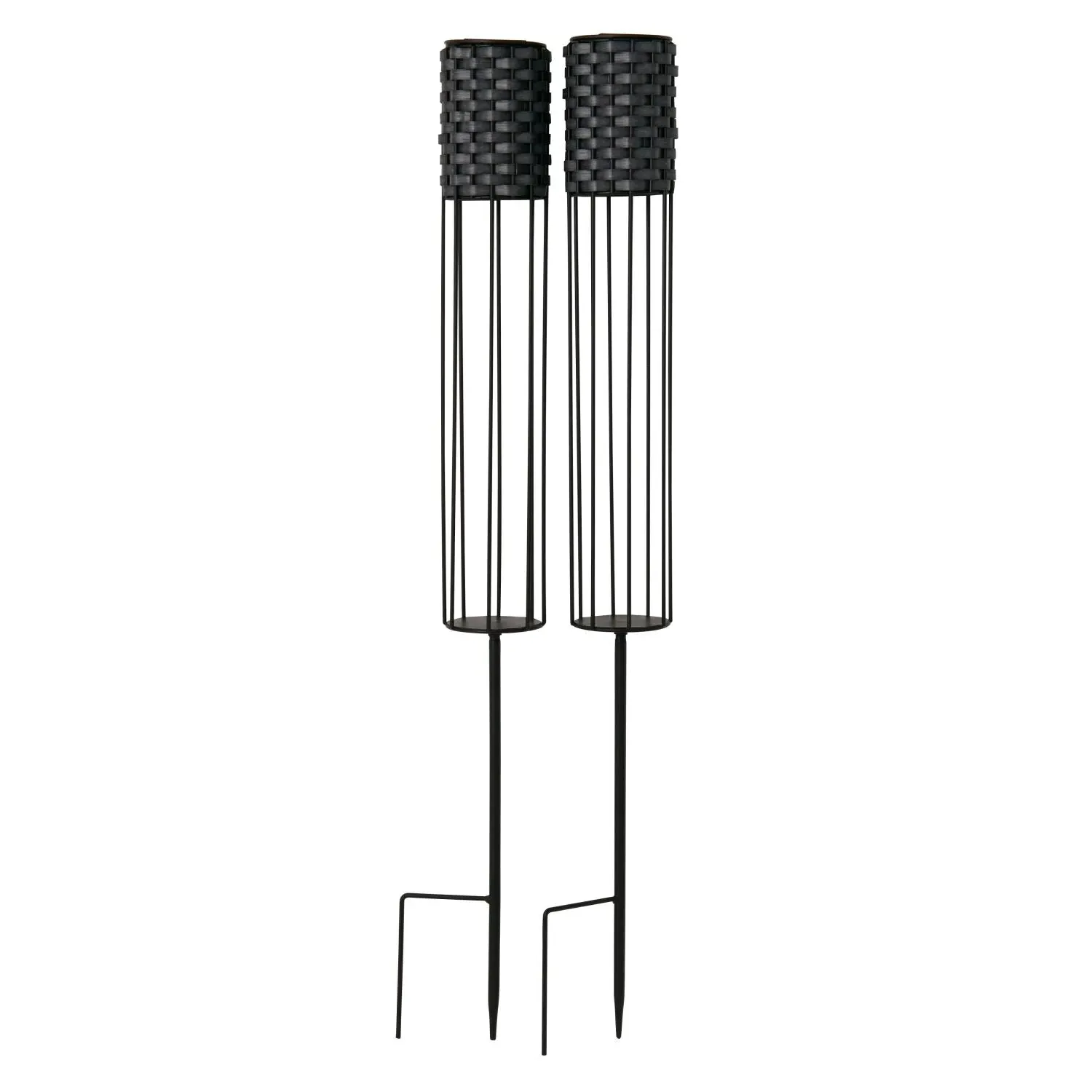 2-Piece Solar Stake Light Set - Grey, Rattan