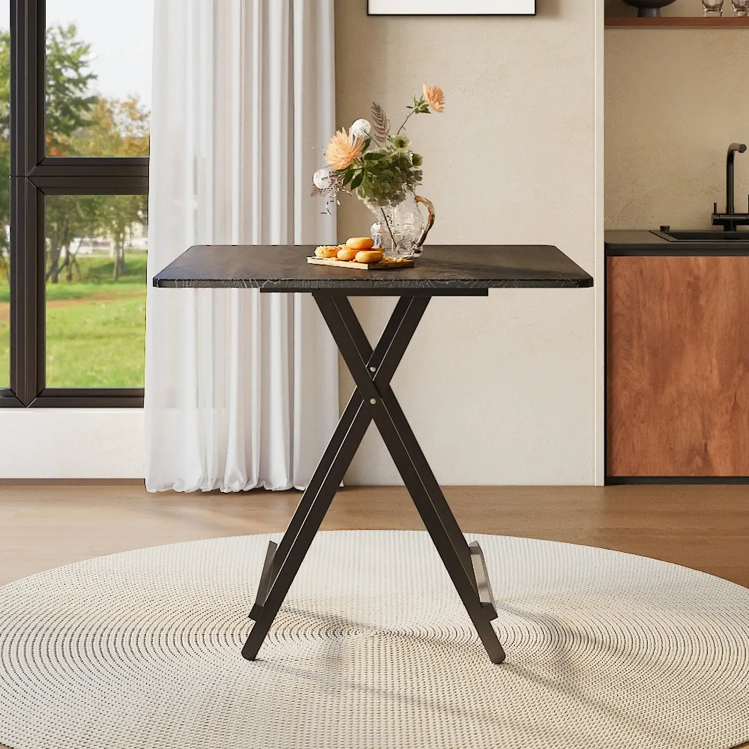 2-Seater Foldable Dining Table - Black, MDF by Julian Charles, image 2