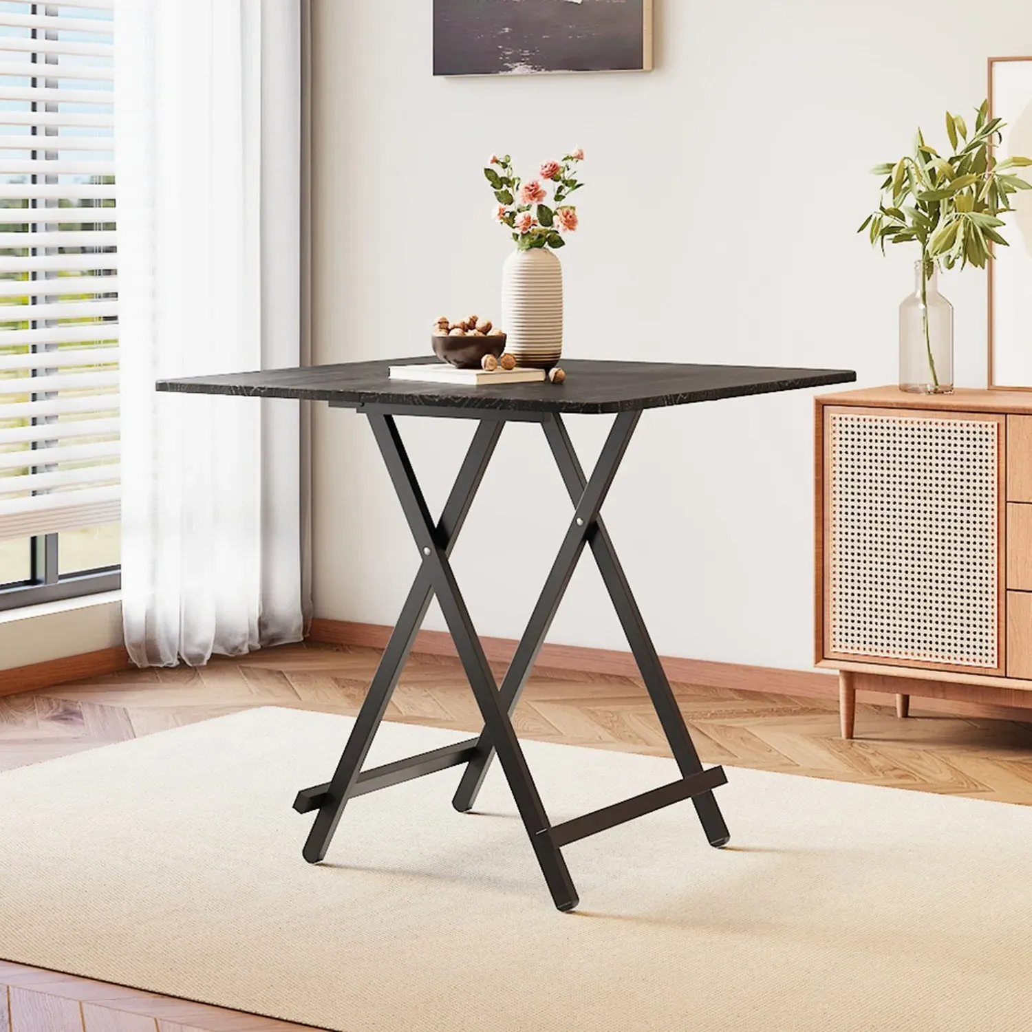 2-Seater Foldable Dining Table - Black, MDF by Julian Charles