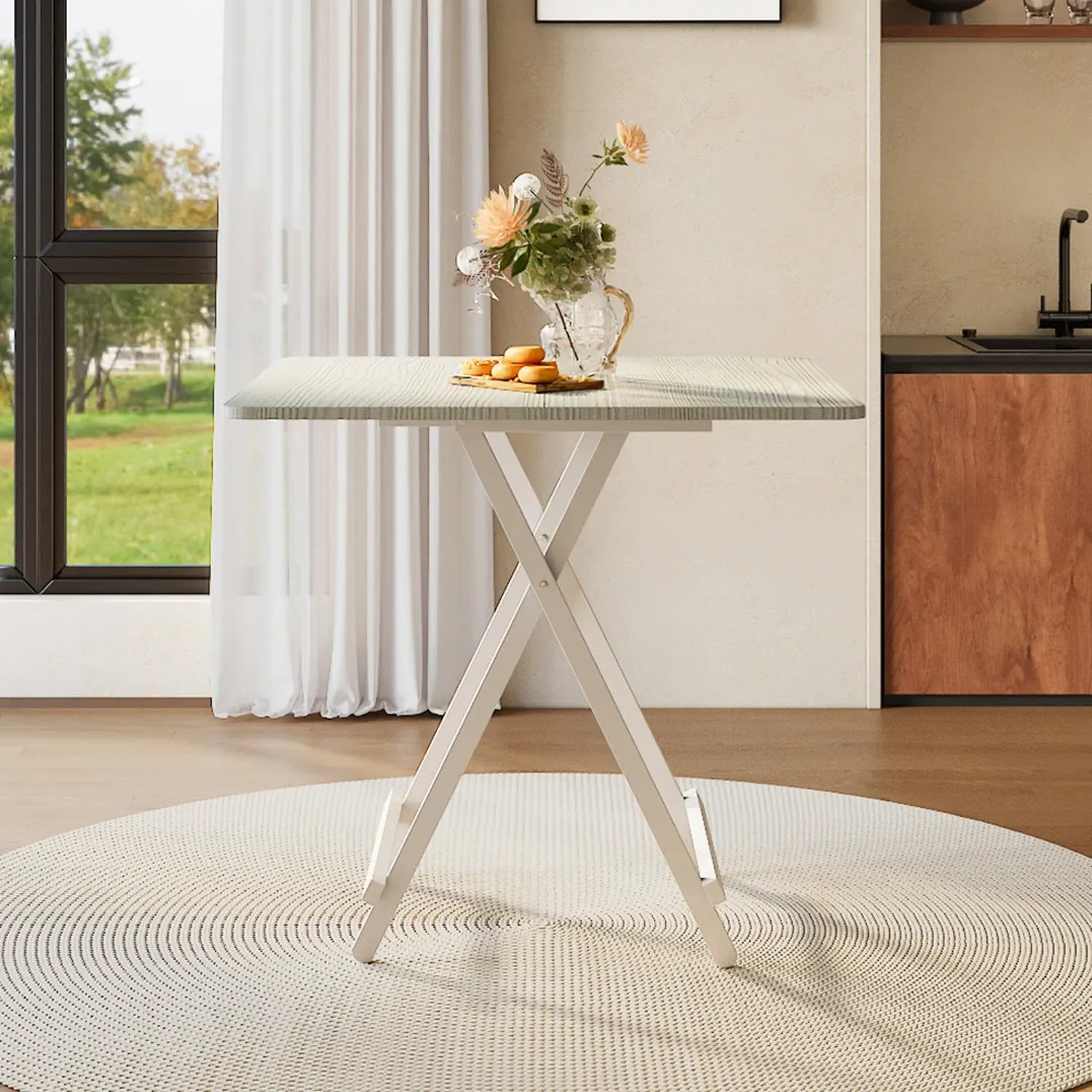 2-Seater Foldable Dining Table - White, MDF by Julian Charles, image 2