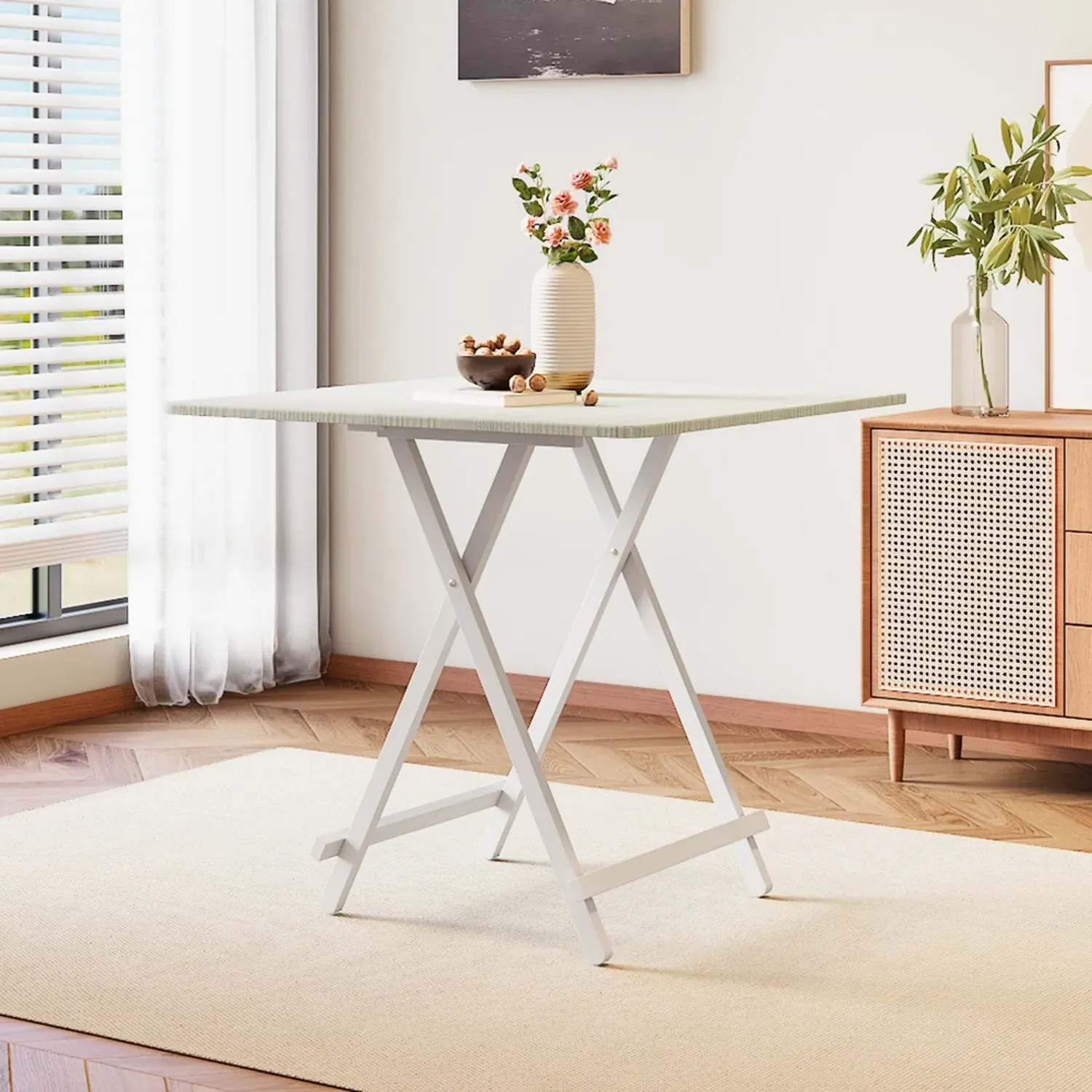 2-Seater Foldable Dining Table - White, MDF by Julian Charles