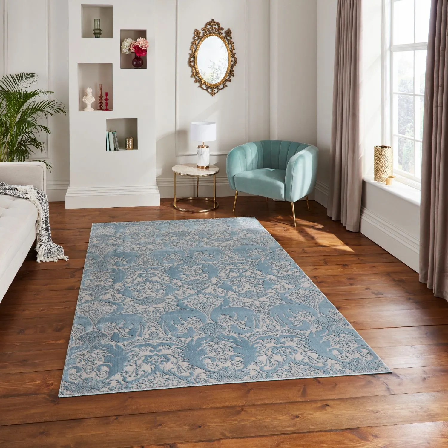 200x285cm Area Rug - Blue, Polyester