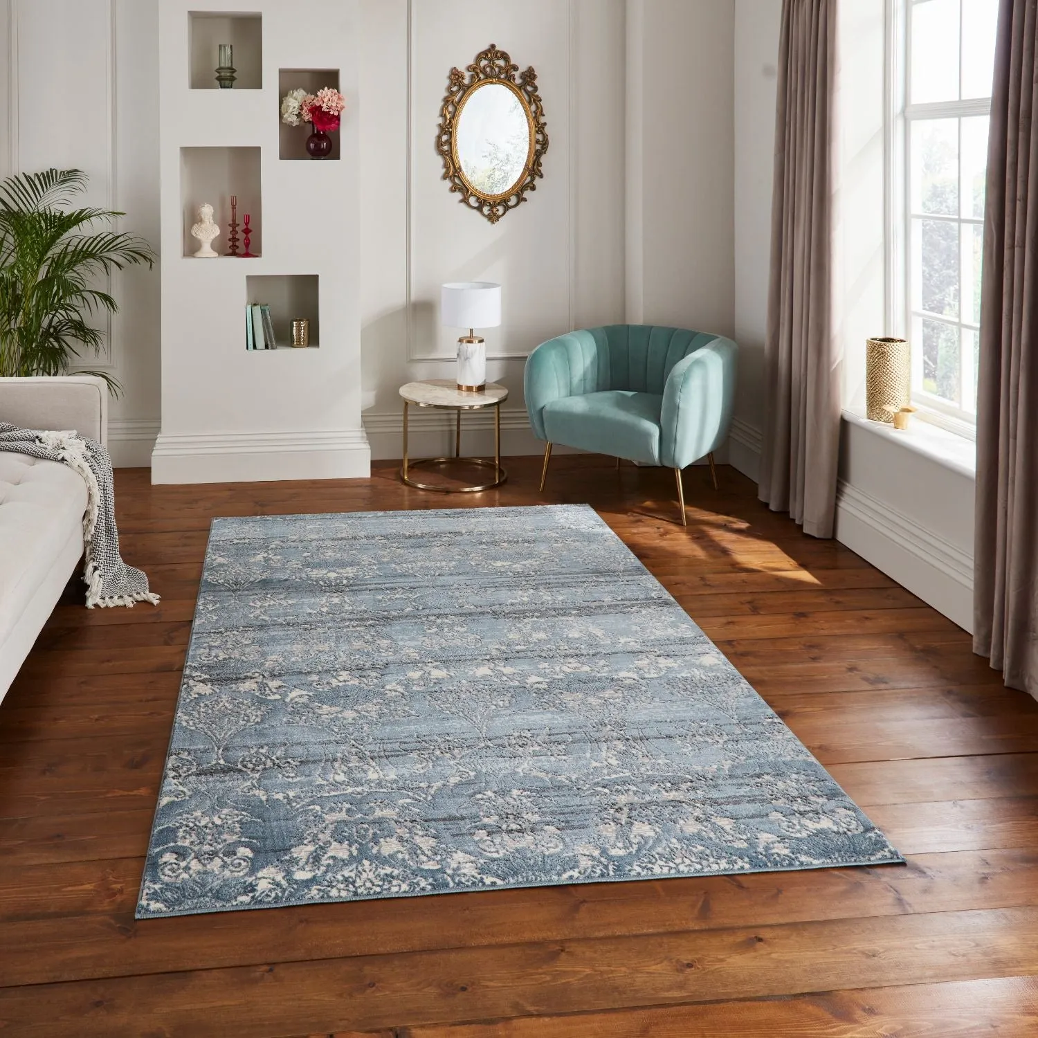 200x285cm Area Rug - Blue, Polyester