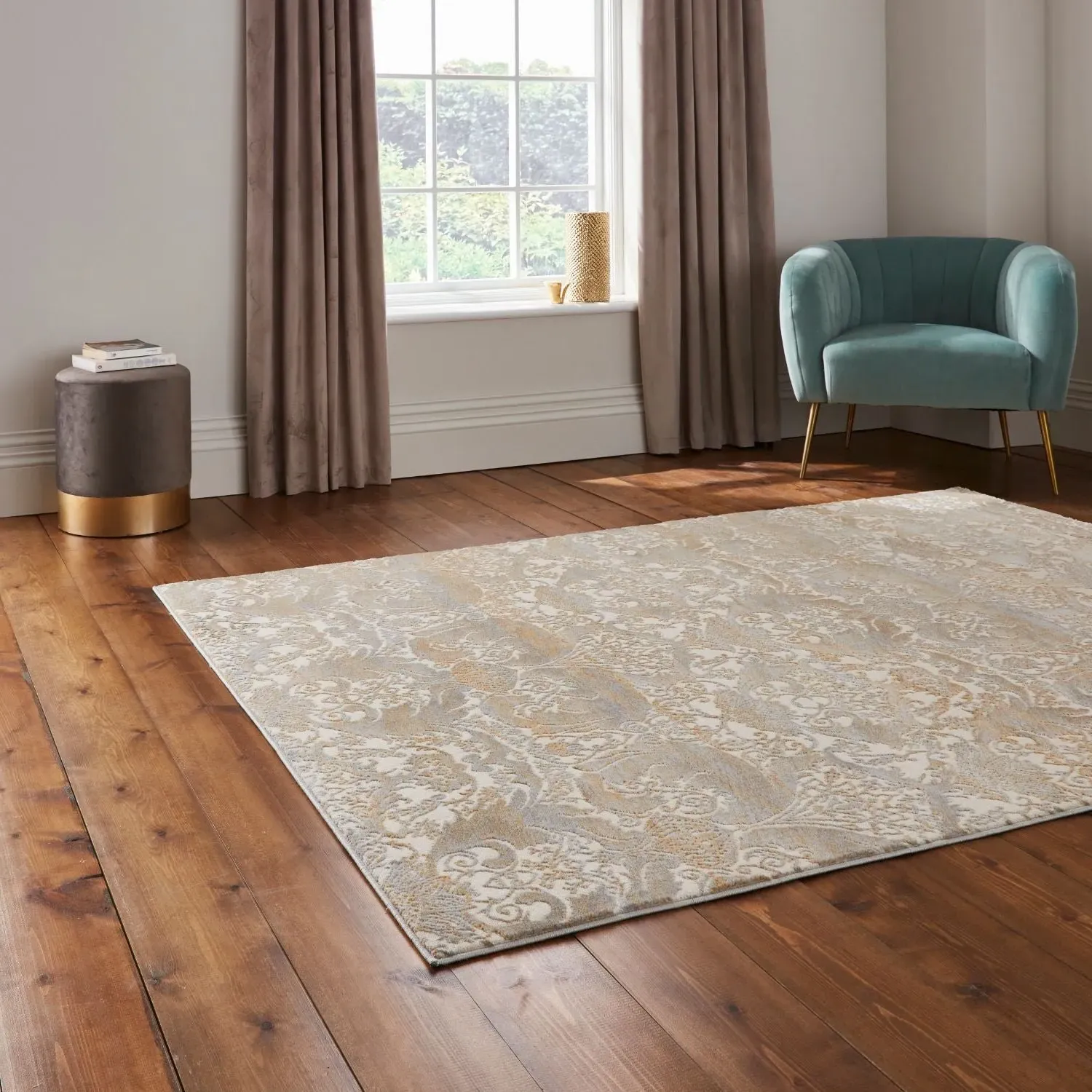 200x285cm Area Rug - Gold, Polyester