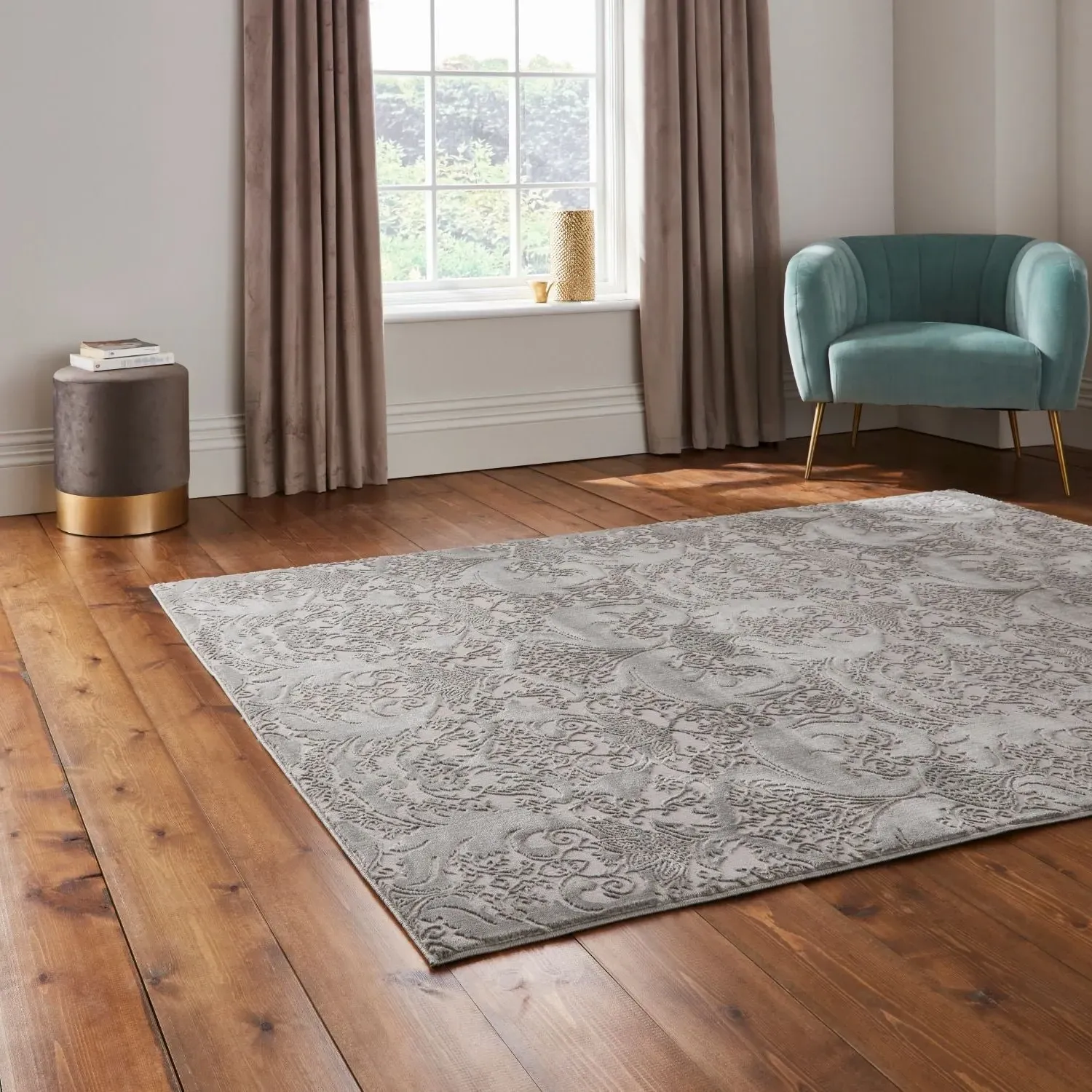 200x285cm Area Rug - Grey, Polyester