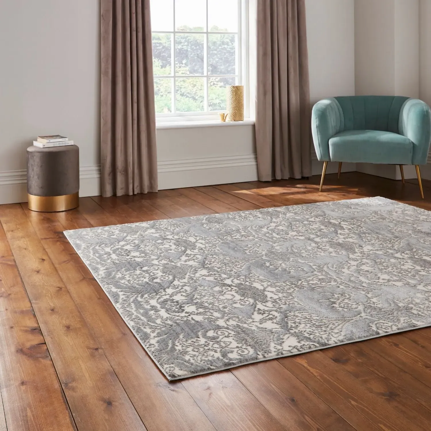 200x285cm Area Rug - Grey, Polyester