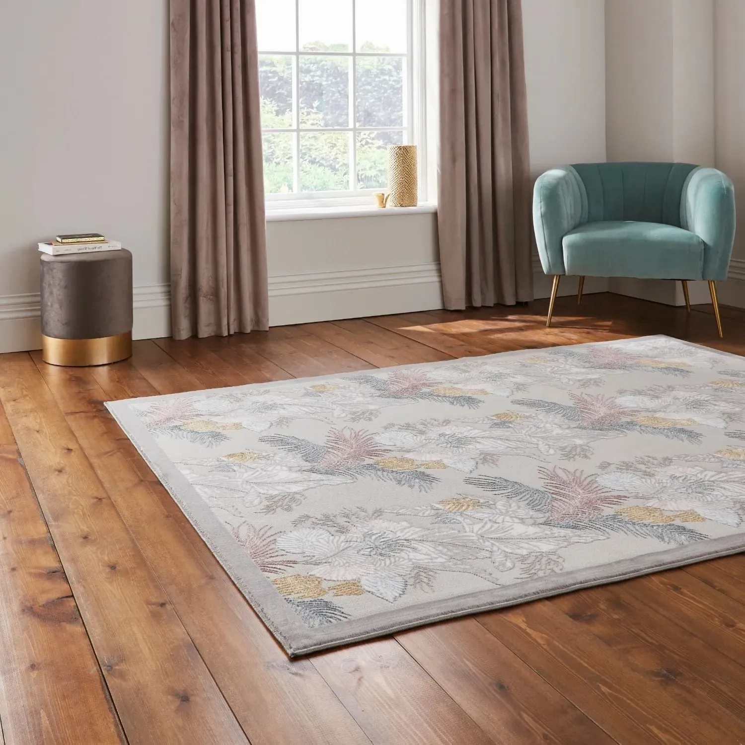 200x290cm Tropicana Pearl Rug - Grey, Polyester