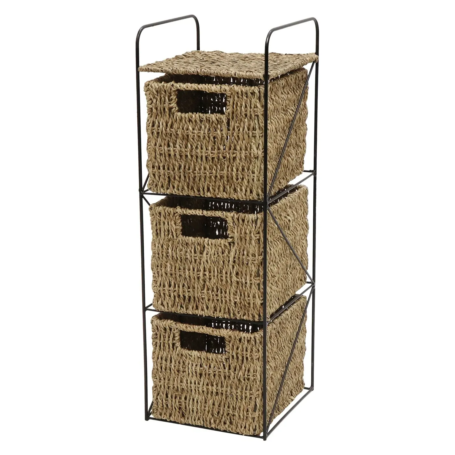 3-Drawer Storage Tower - Natural, Seagrass