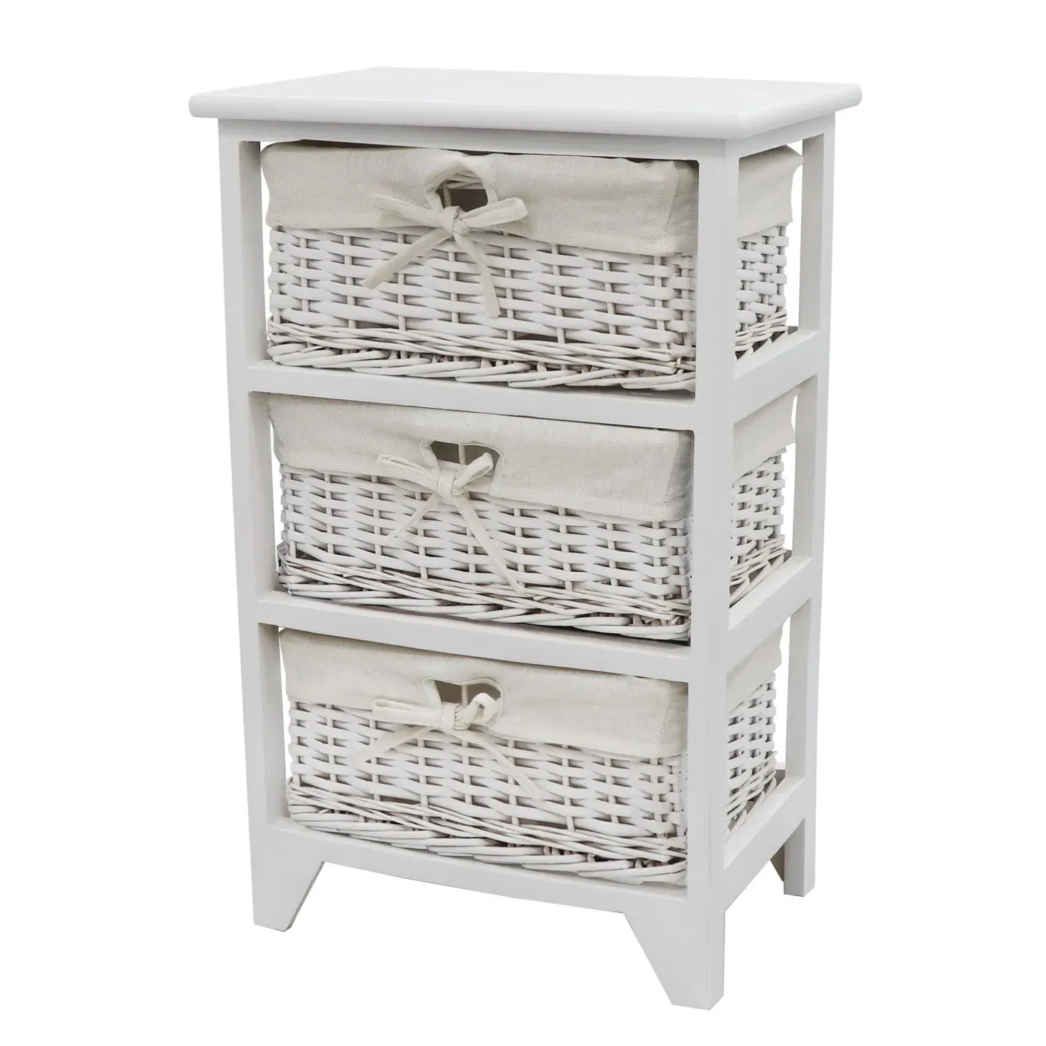 3-Drawer Storage Unit with Baskets - White, Wood