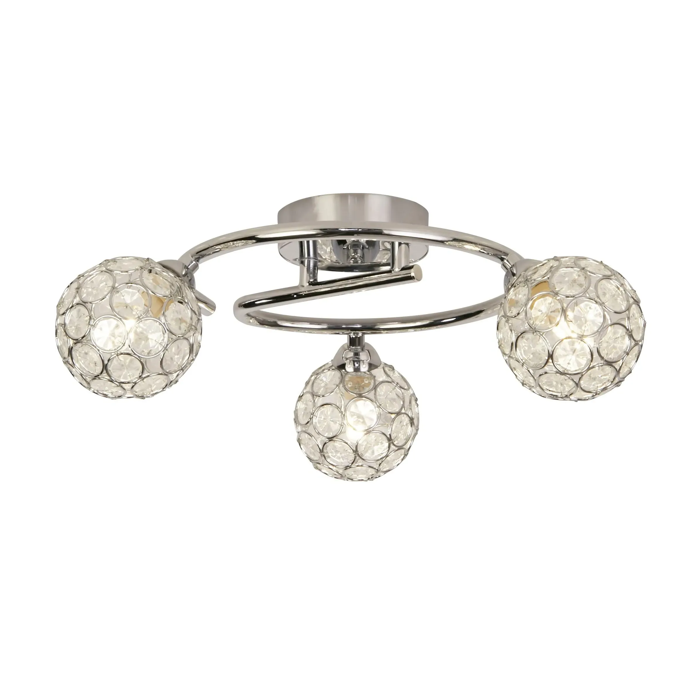 3-Globe Ceiling Light - Clear, Chrome