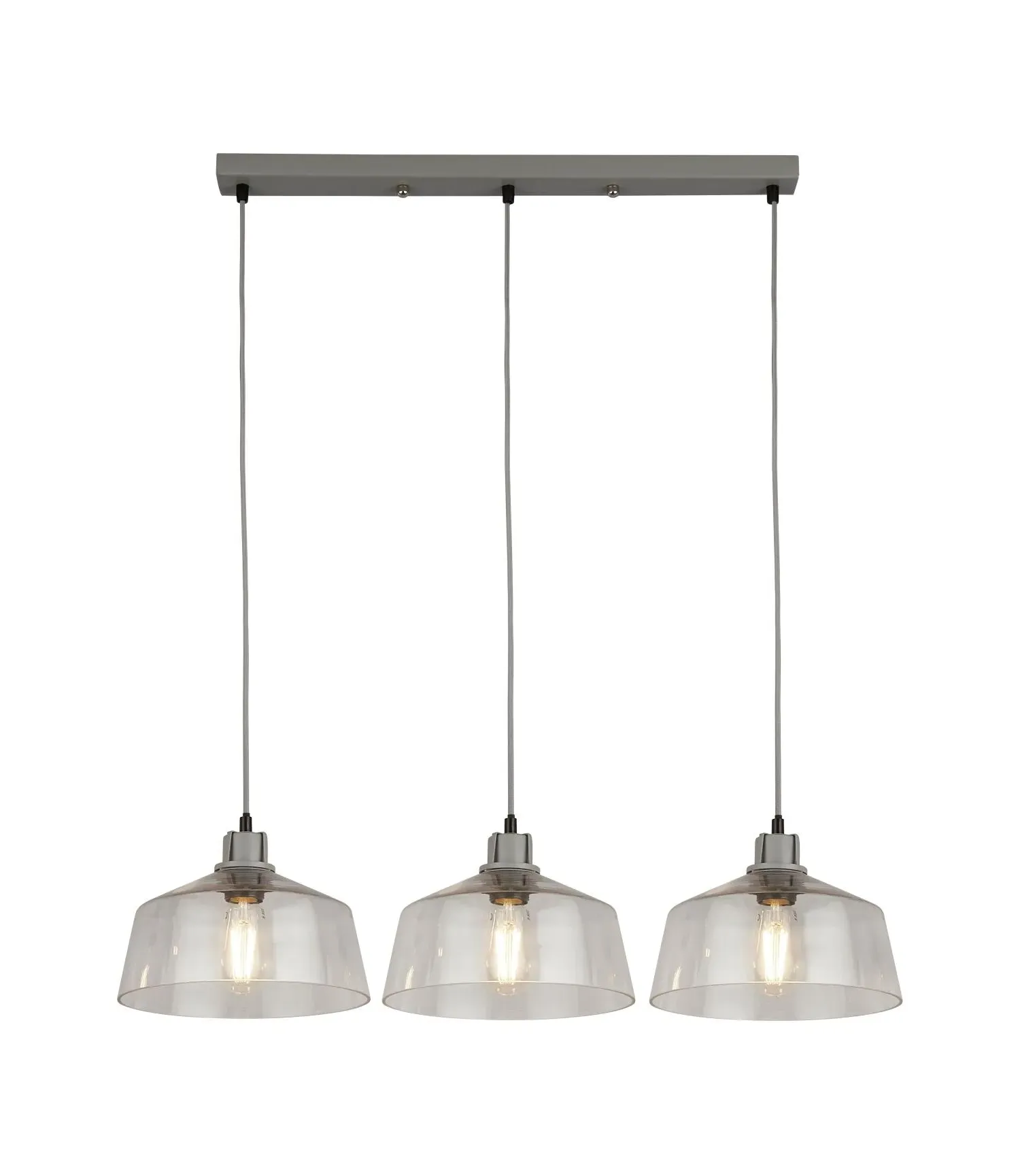 3-Light Bar Pendant Light - Grey, Glass