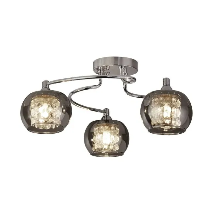 3-Light Ceiling Fitting with Swirl Base - Chrome