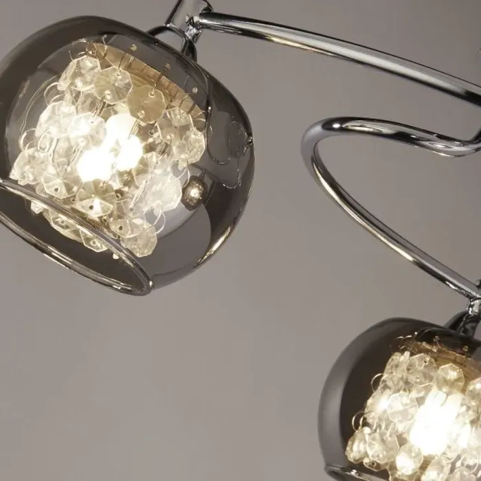 3-Light Ceiling Fitting with Swirl Base - Chrome