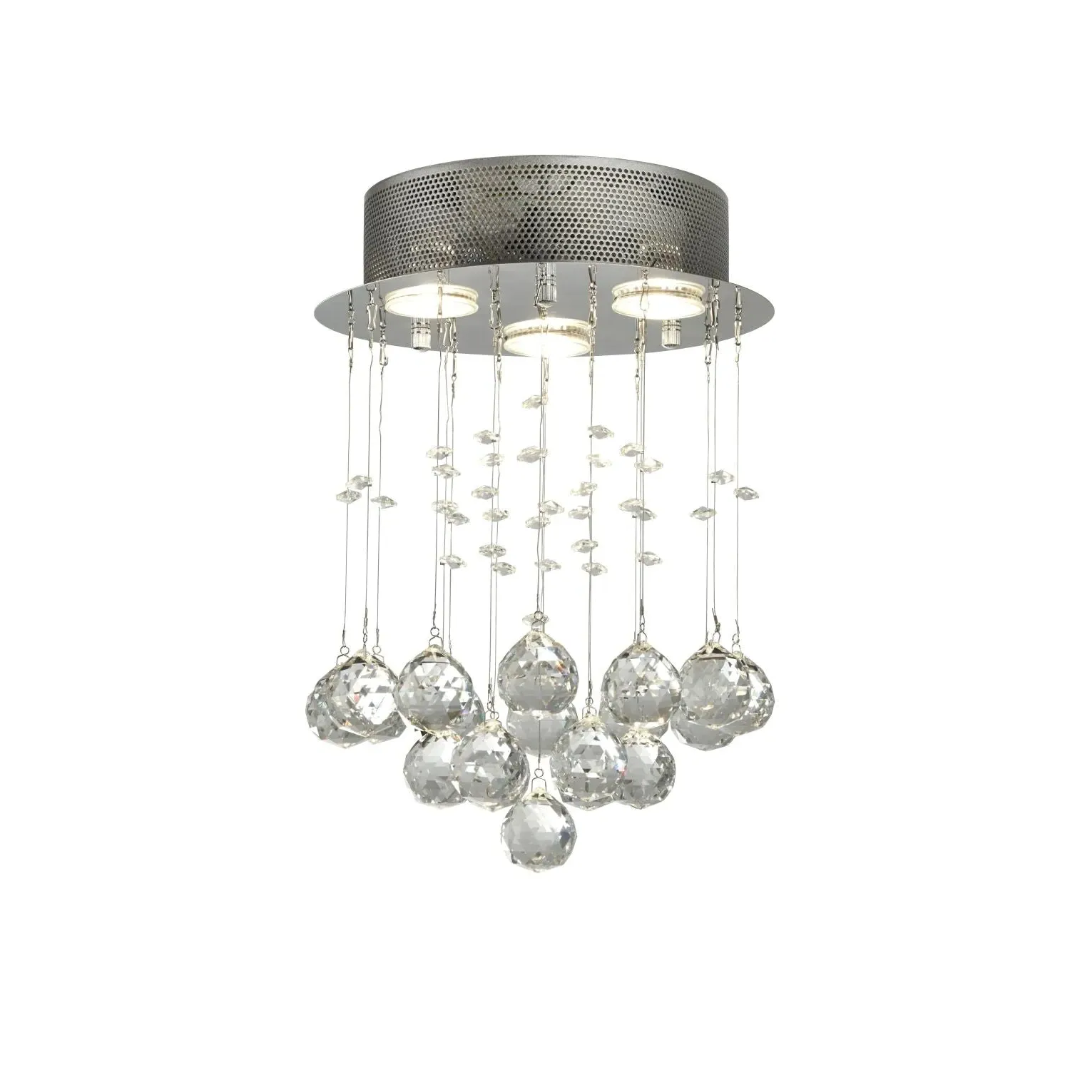 3-Light Ceiling Flush Light - Silver, Chrome