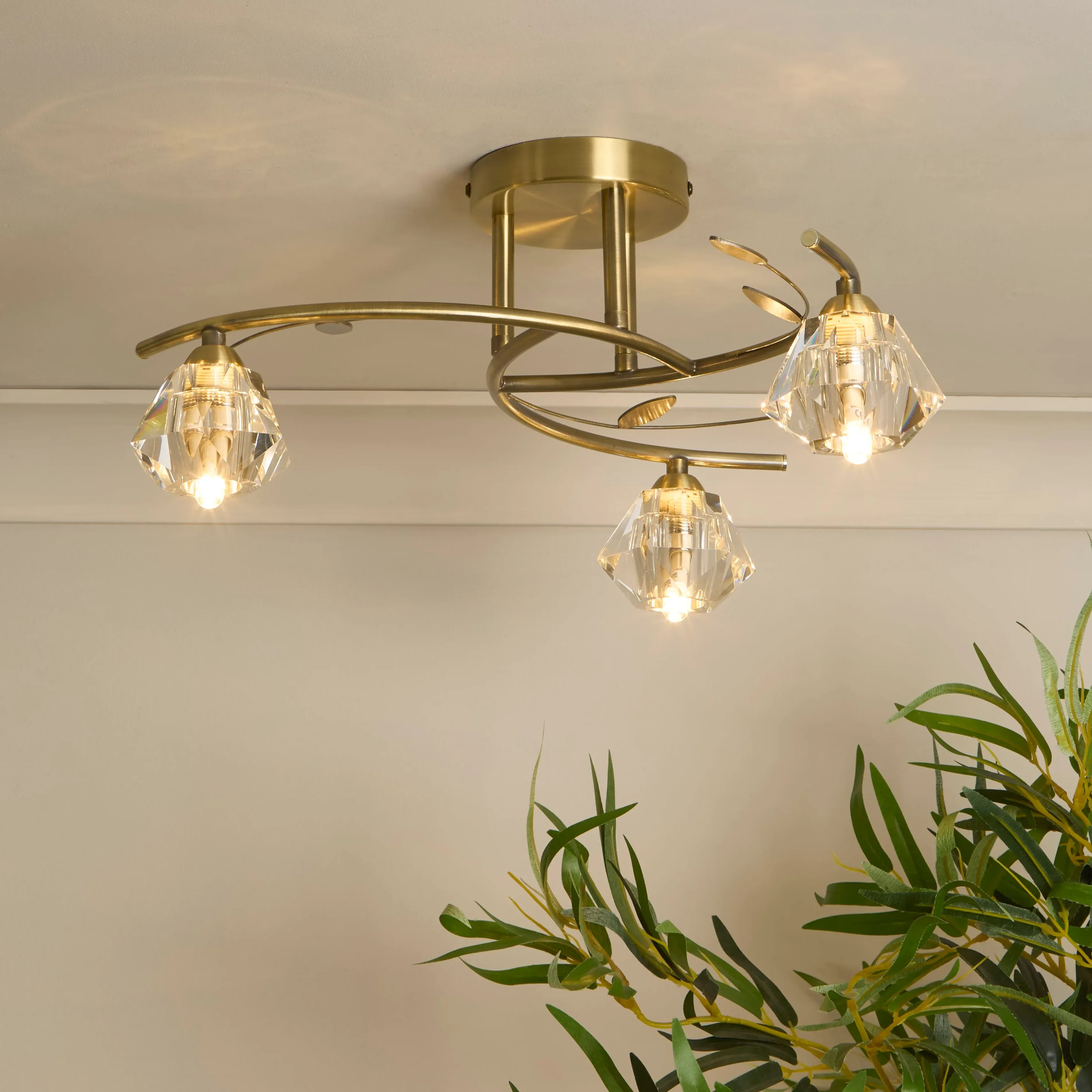 3-Light Ceiling Light - Gold, Antique Brass