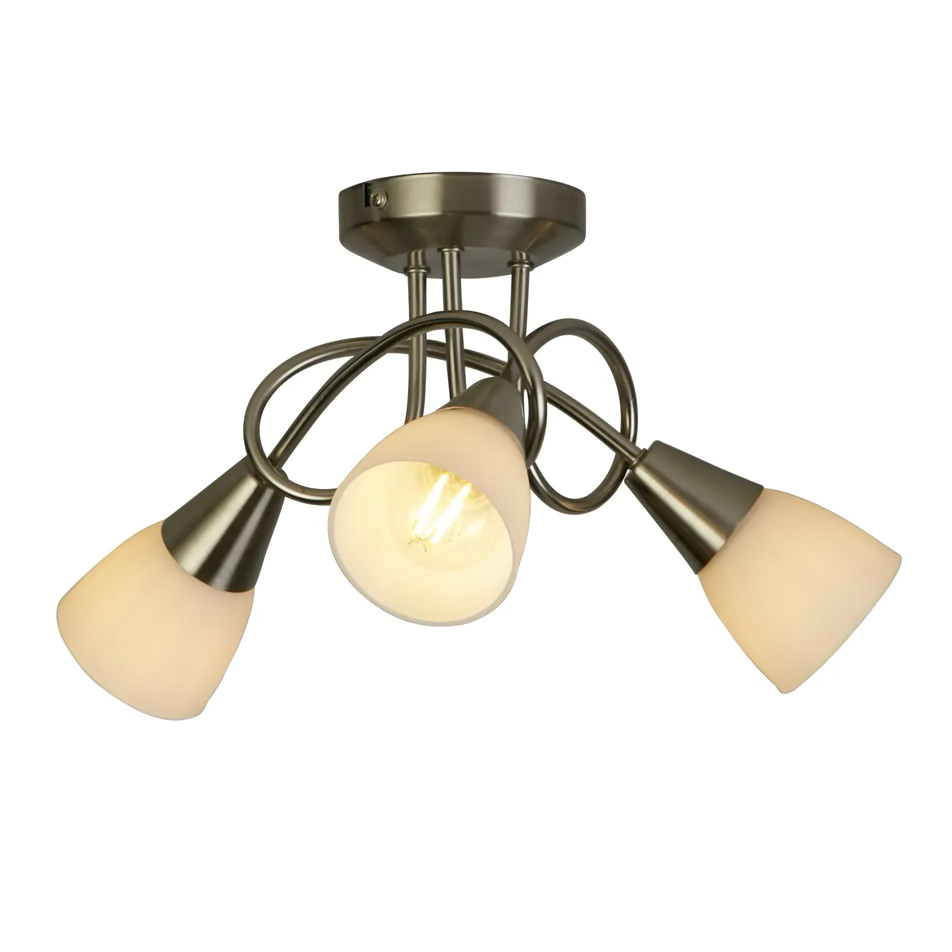 3-Light Ceiling Light - White, Satin Silver