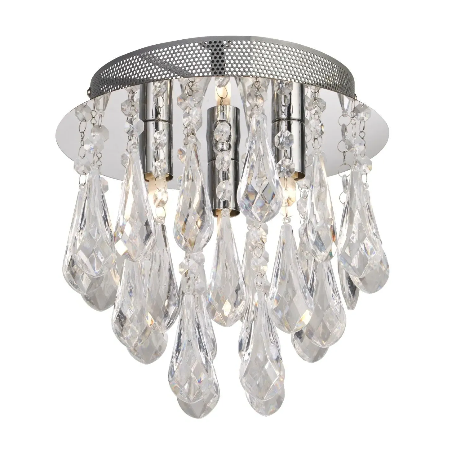 3-Light Ceiling Light with Drops - Chrome, Acrylic