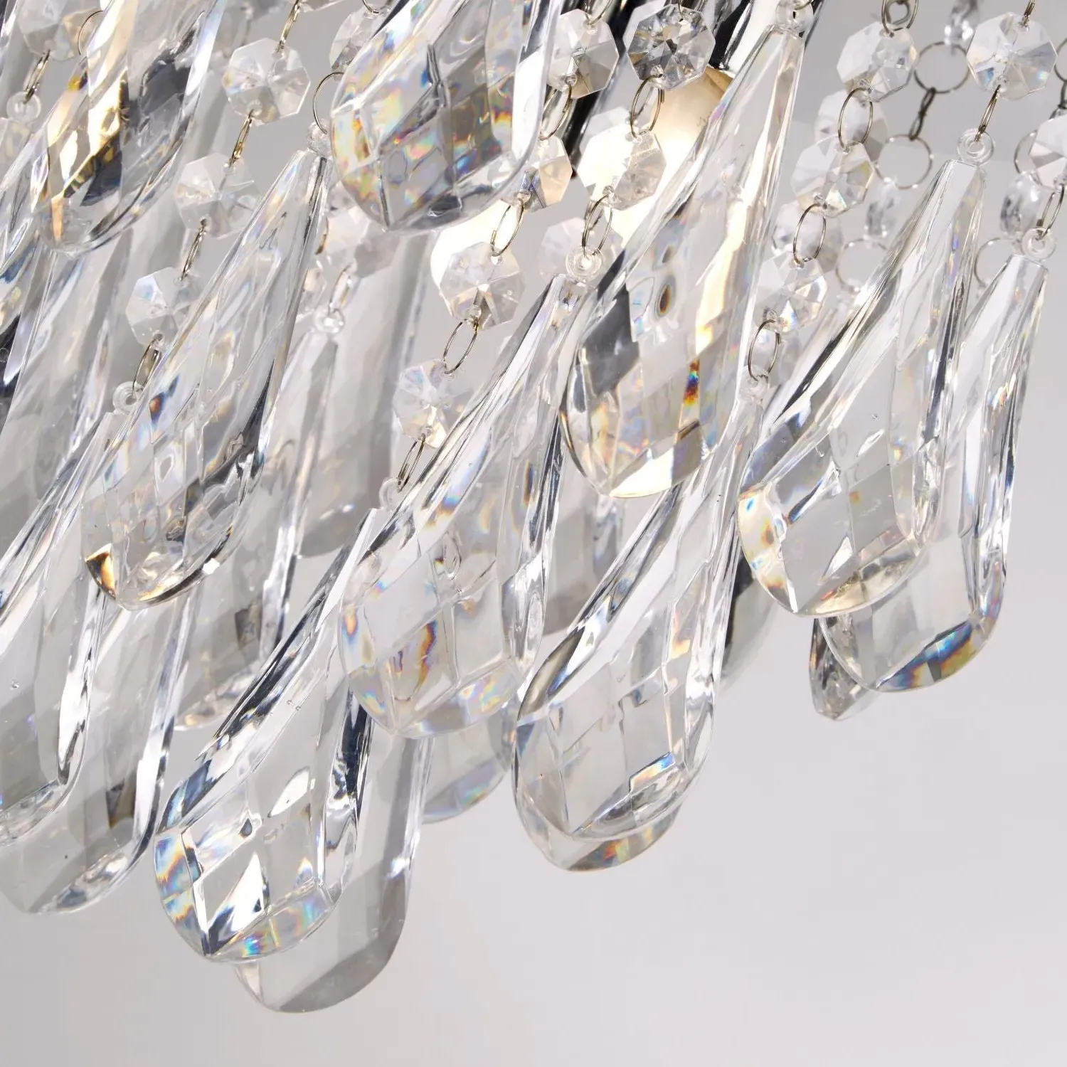 3-Light Ceiling Light with Drops - Chrome, Acrylic