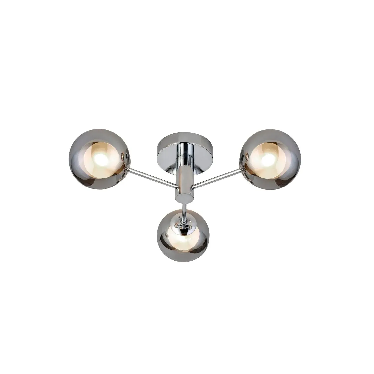 3-Light Ceiling Light with Shade - Chrome, Glass