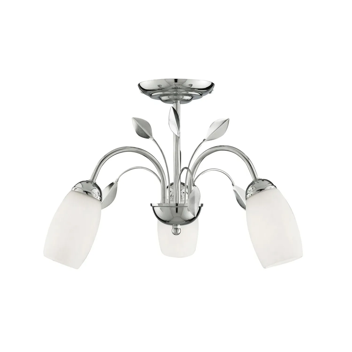 3-Light Ceiling Pendant with Leaf Design - Chrome