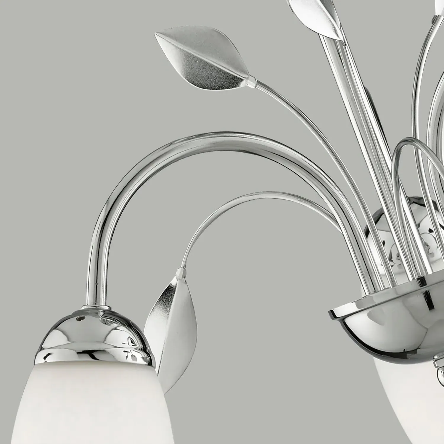 3-Light Ceiling Pendant with Leaf Design - Chrome