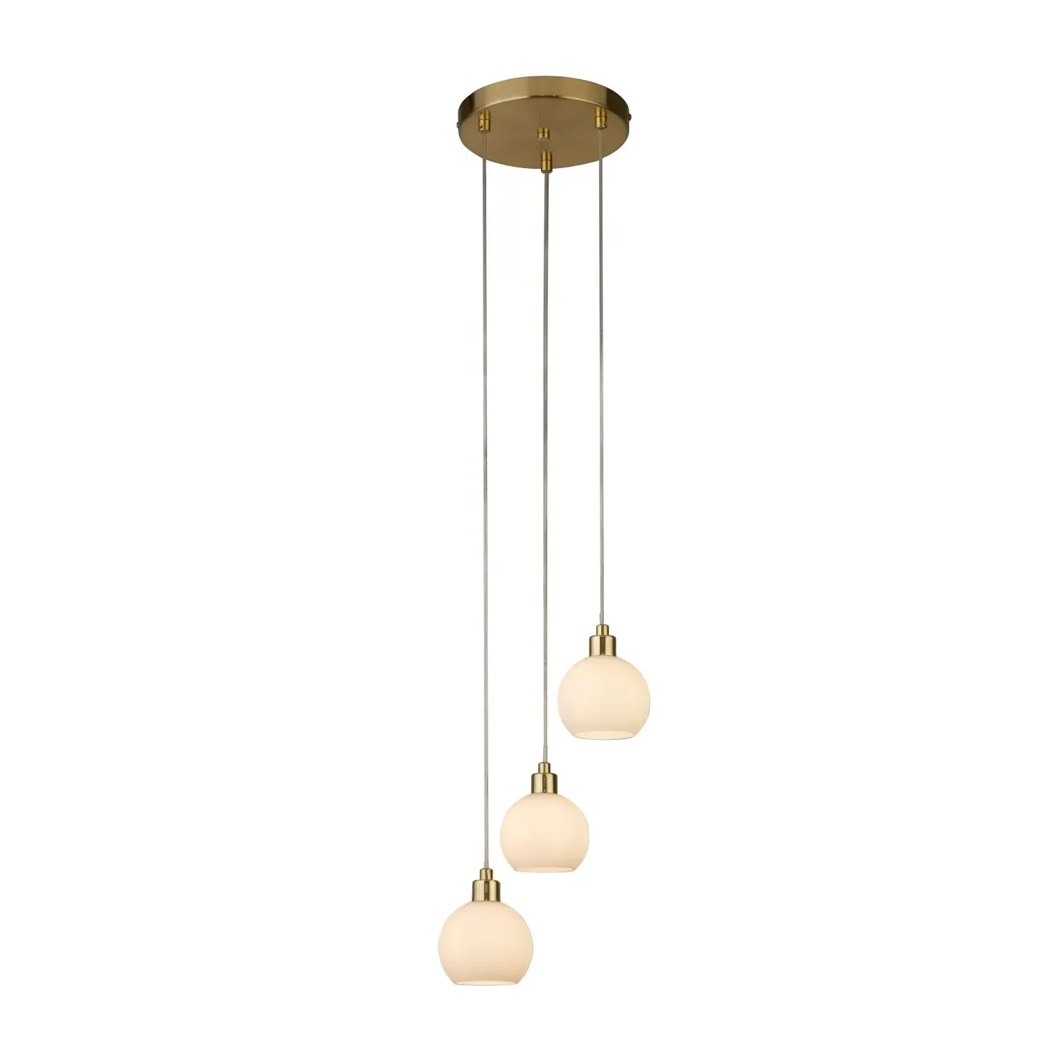 3-Light Cluster Pendant Light - White, Glass
