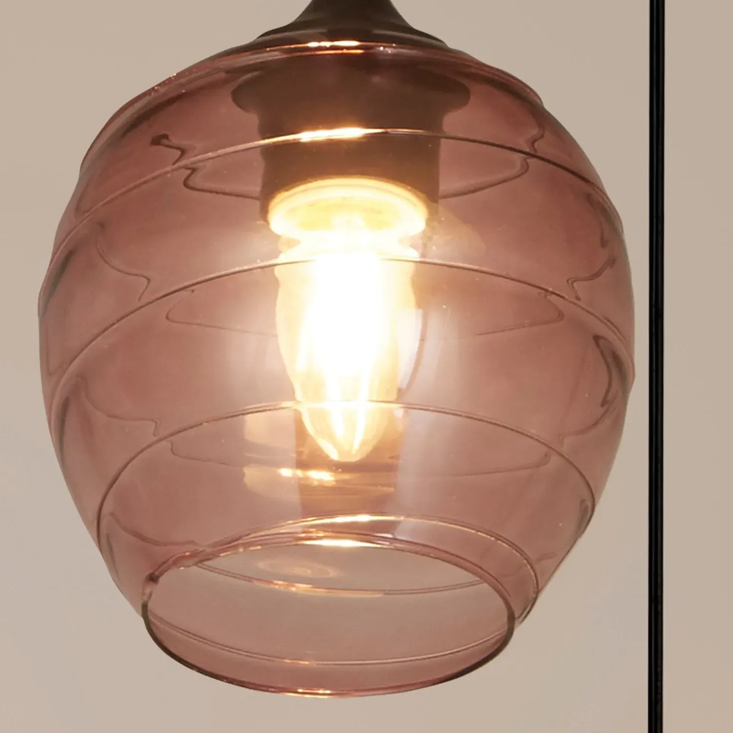 3-Light Pendant Ceiling Light - Pink, Glass