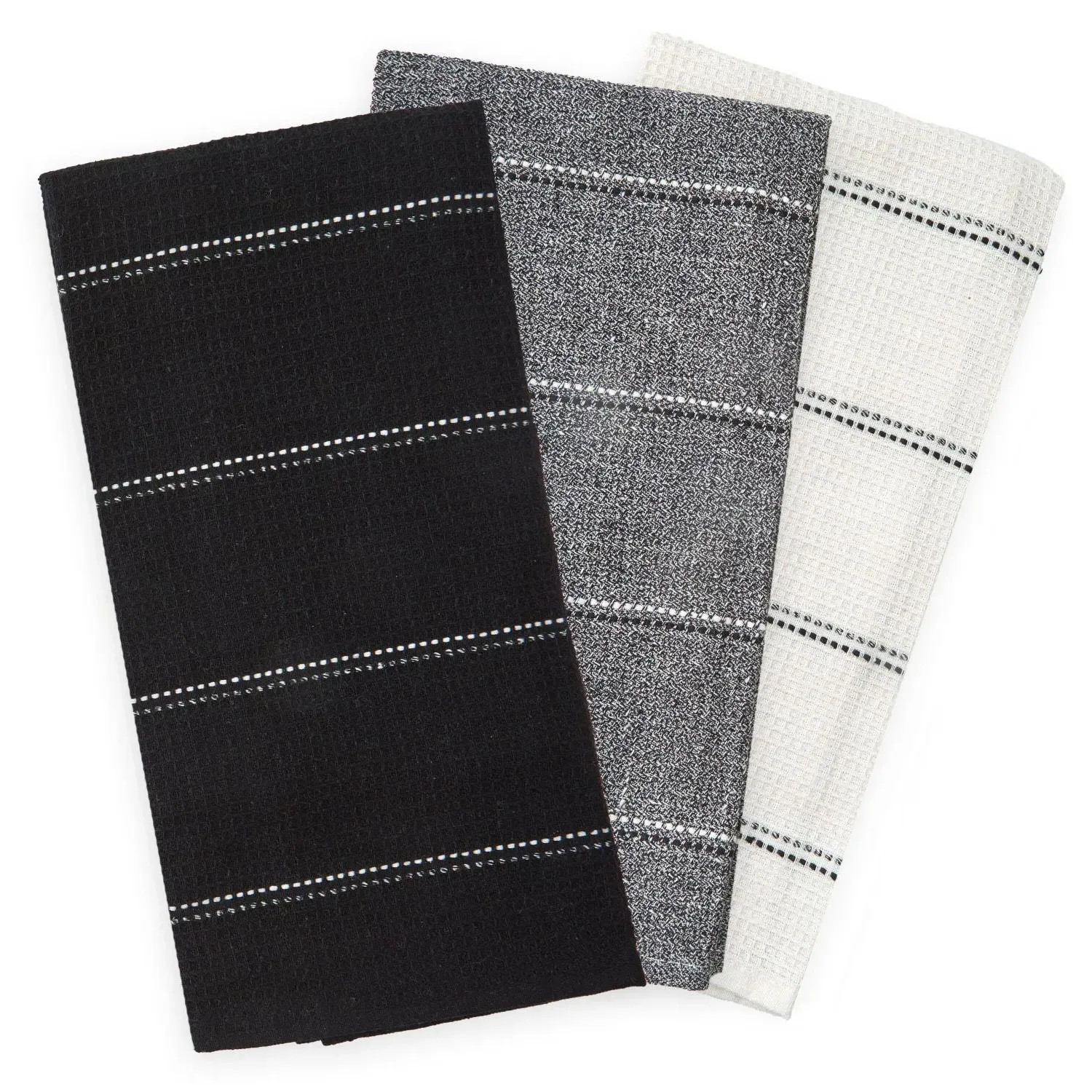 3-Pack Tea Towel Set - Black, Cotton