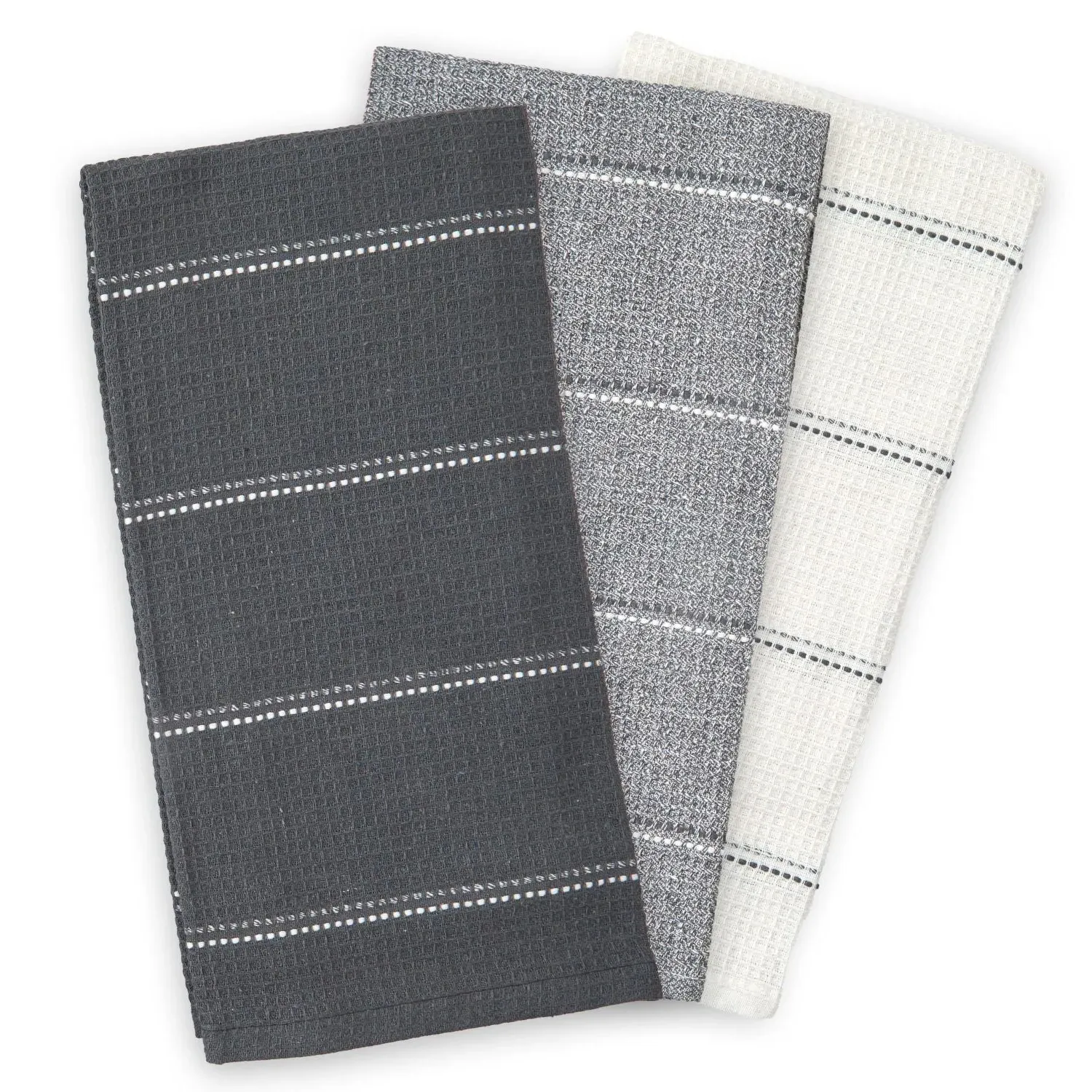 3-Pack Tea Towel Set - Grey, Cotton