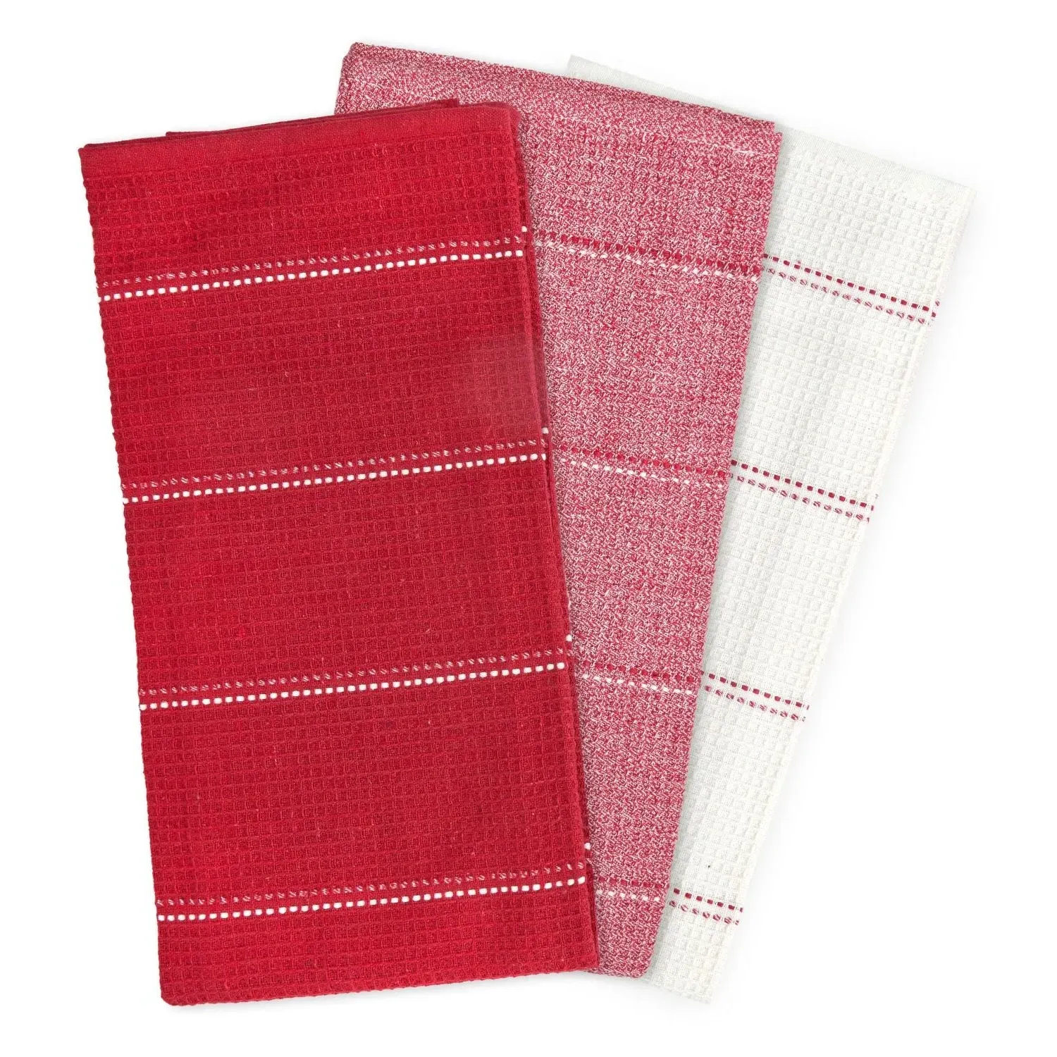 3-Pack Tea Towel Set - Red, Cotton