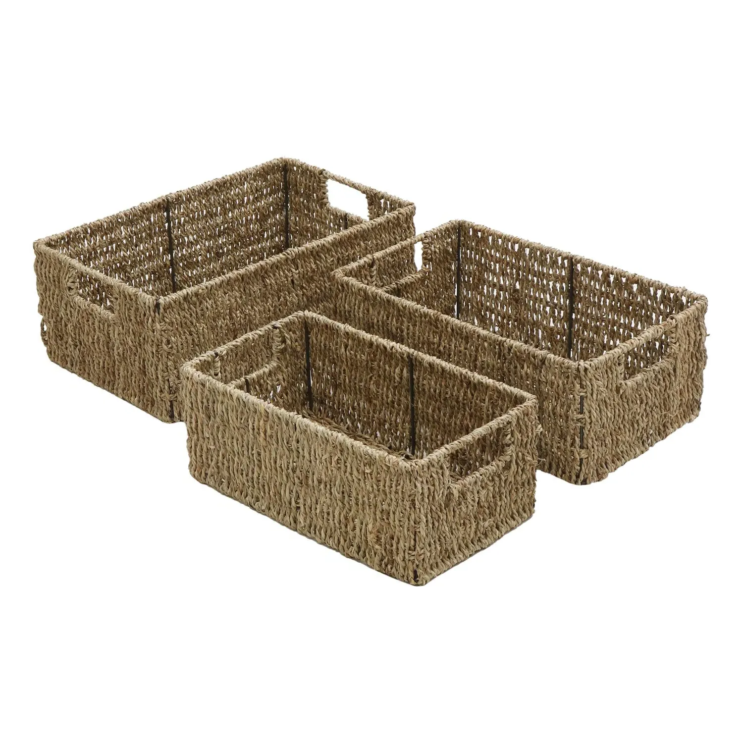 3-Piece Rectangular Storage Baskets - Natural