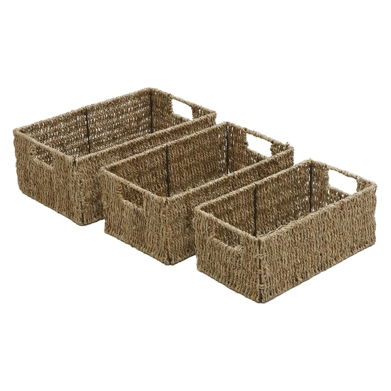 3-Piece Rectangular Storage Baskets - Natural