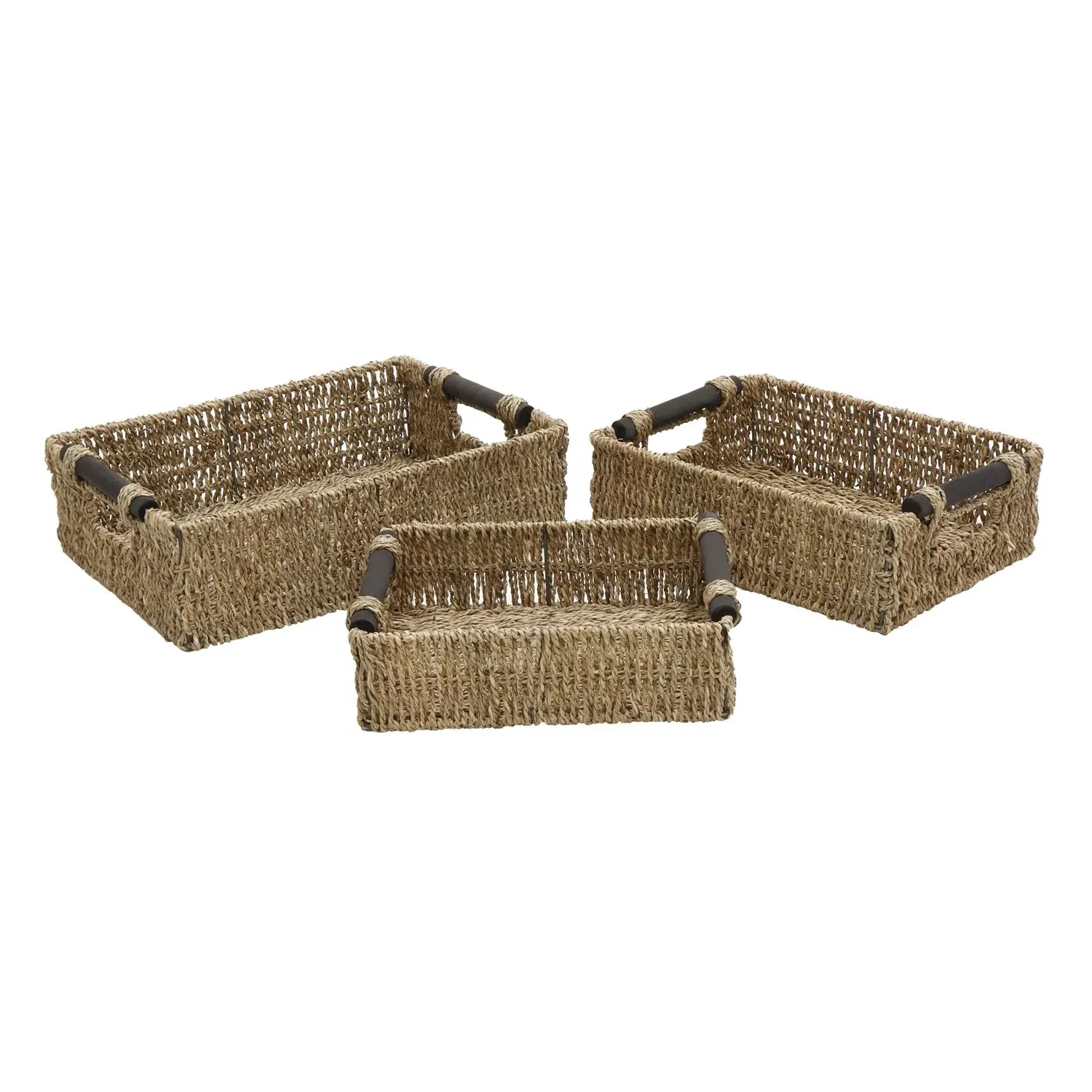 3-Piece Small Storage Baskets with Handles - Natural