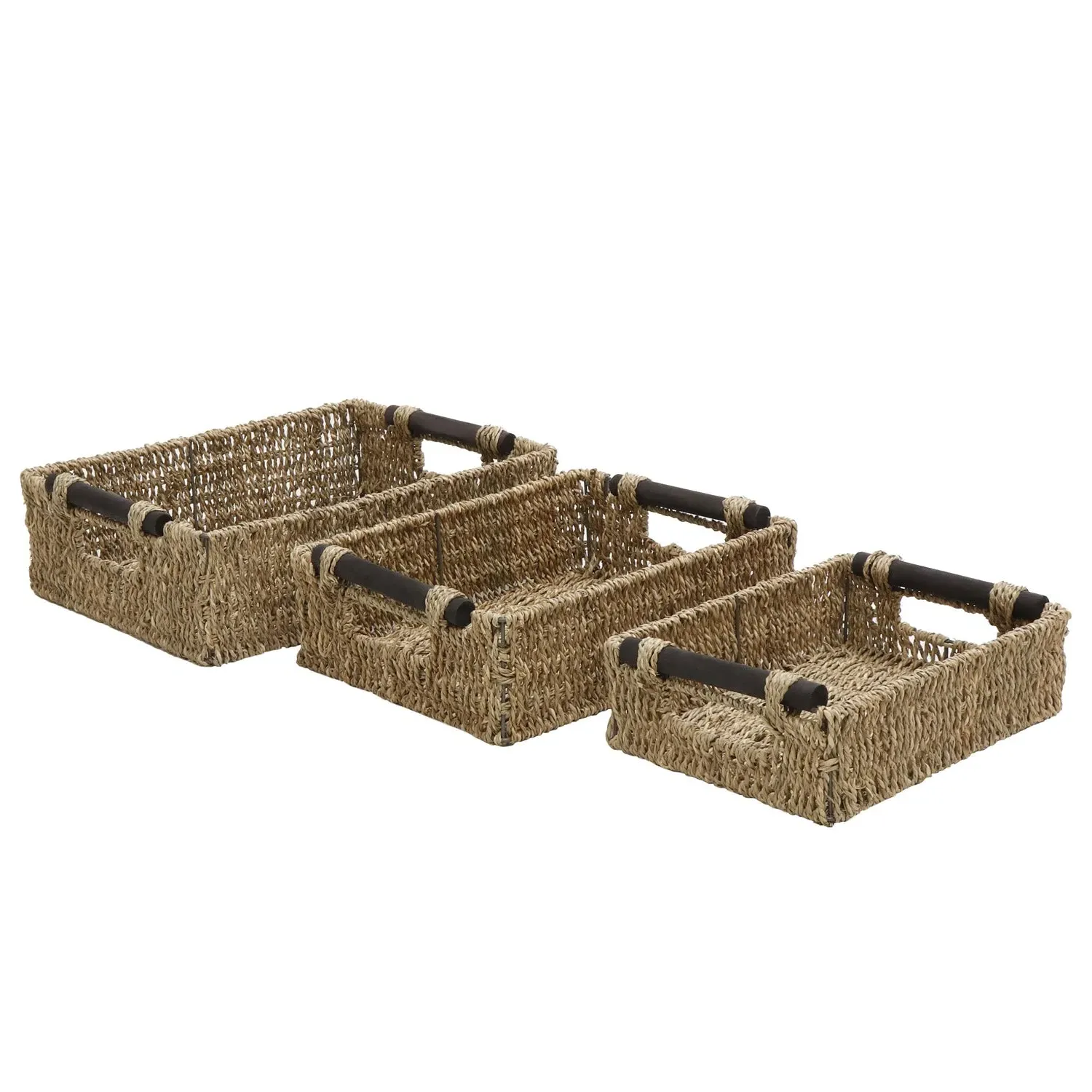 3-Piece Small Storage Baskets with Handles - Natural