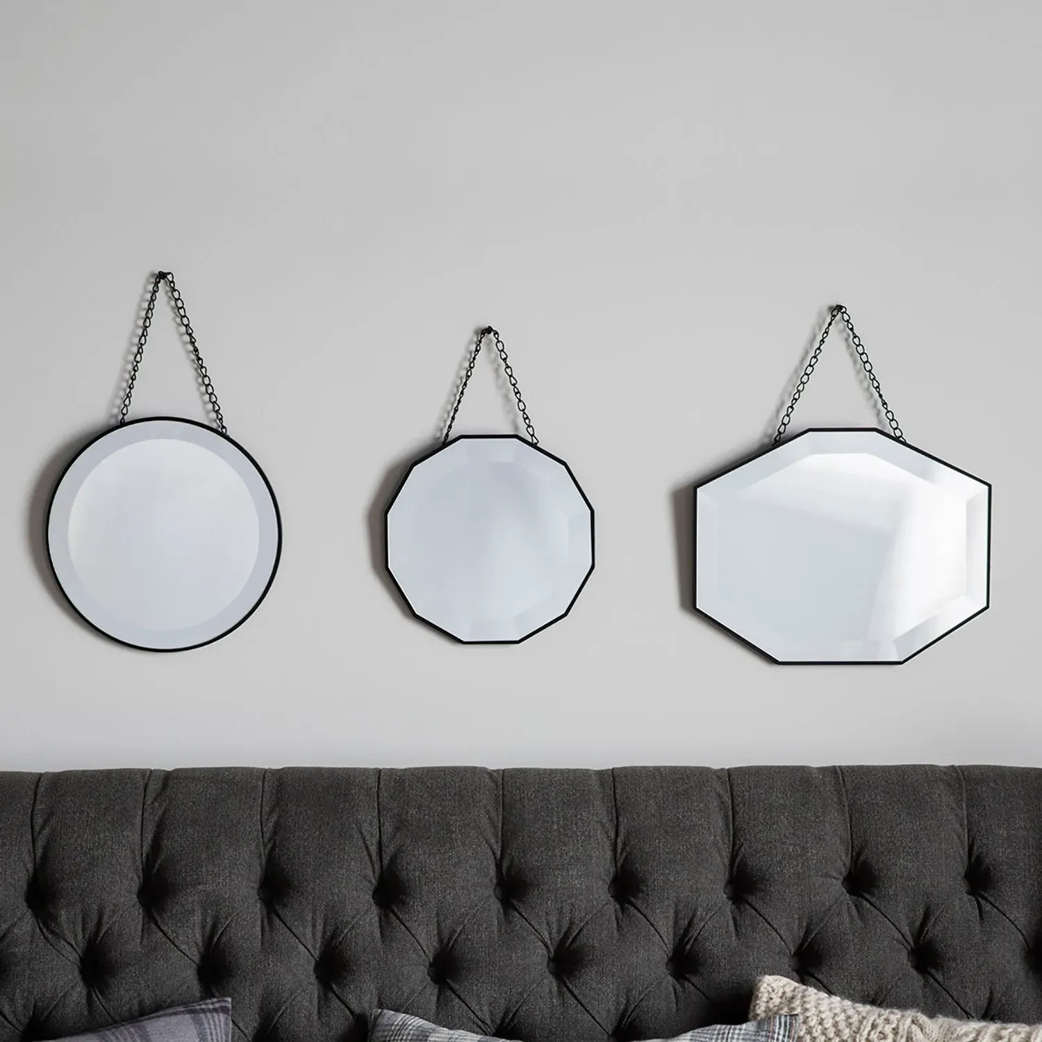 3-Piece Wall Mirror Set - Silver