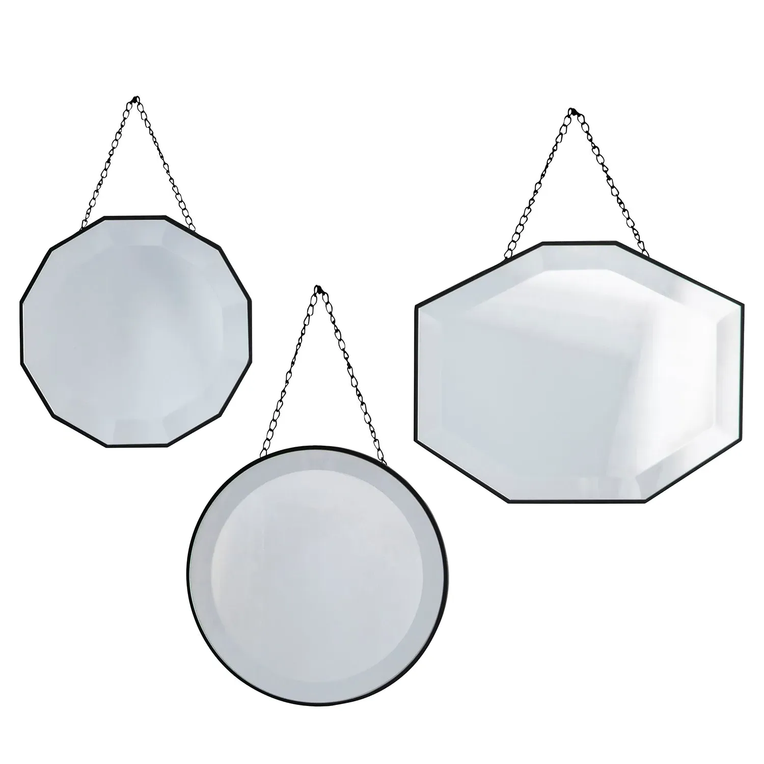 3-Piece Wall Mirror Set - Silver