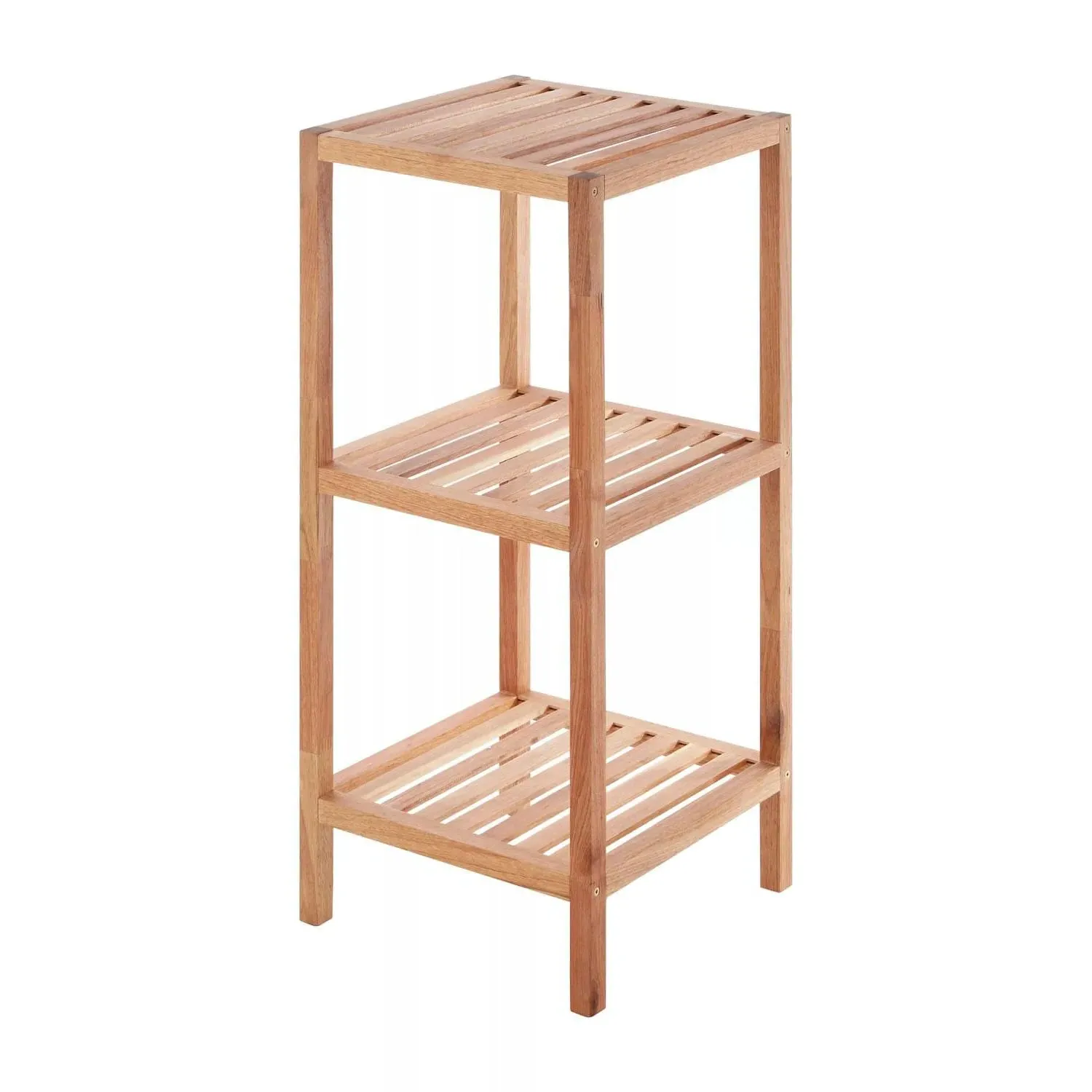 3-Tier Bathroom Shelf Unit - Natural, Walnut Wood