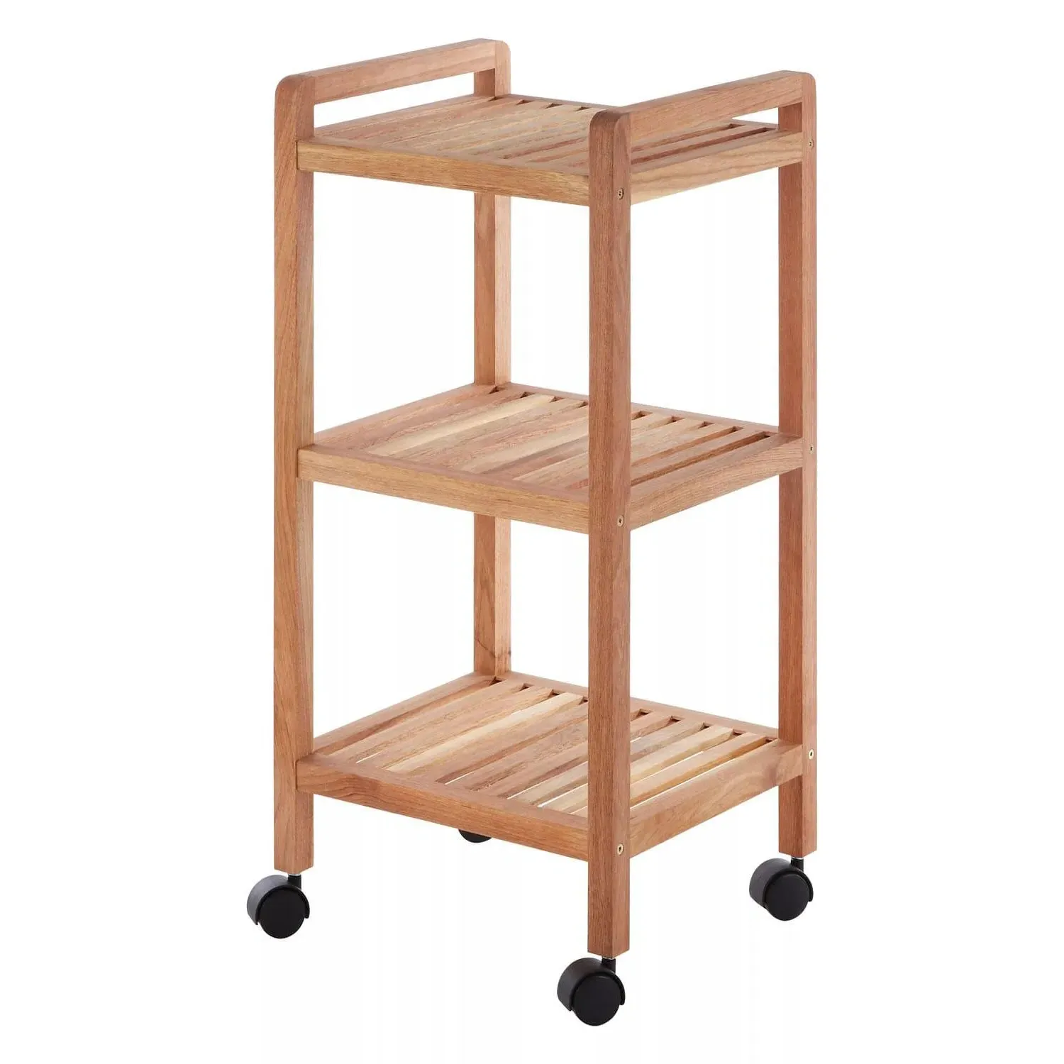 3-Tier Bathroom Trolley with Wheels - Natural Walnut