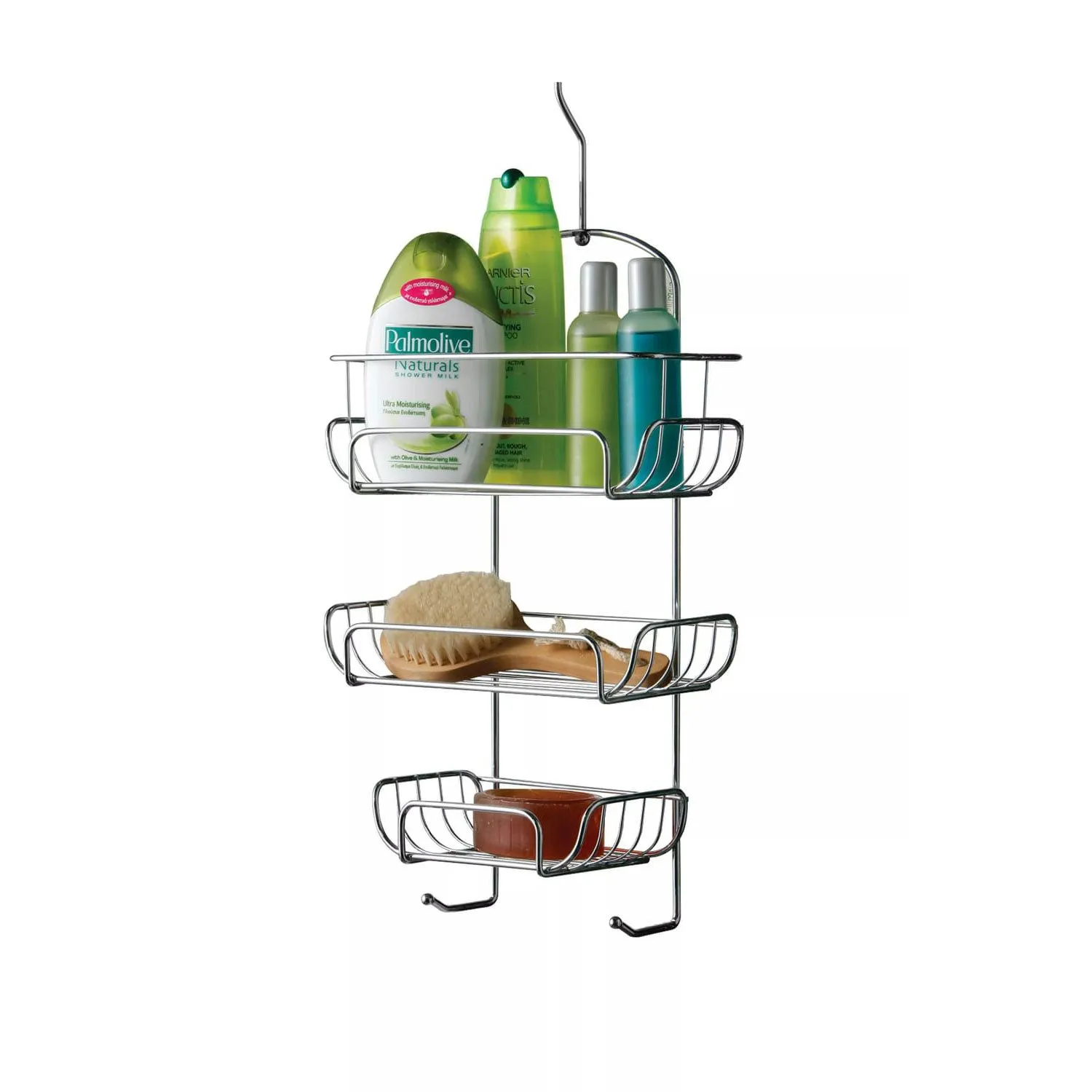 3-Tier Shower Caddy with Hook - Chrome, Metal image