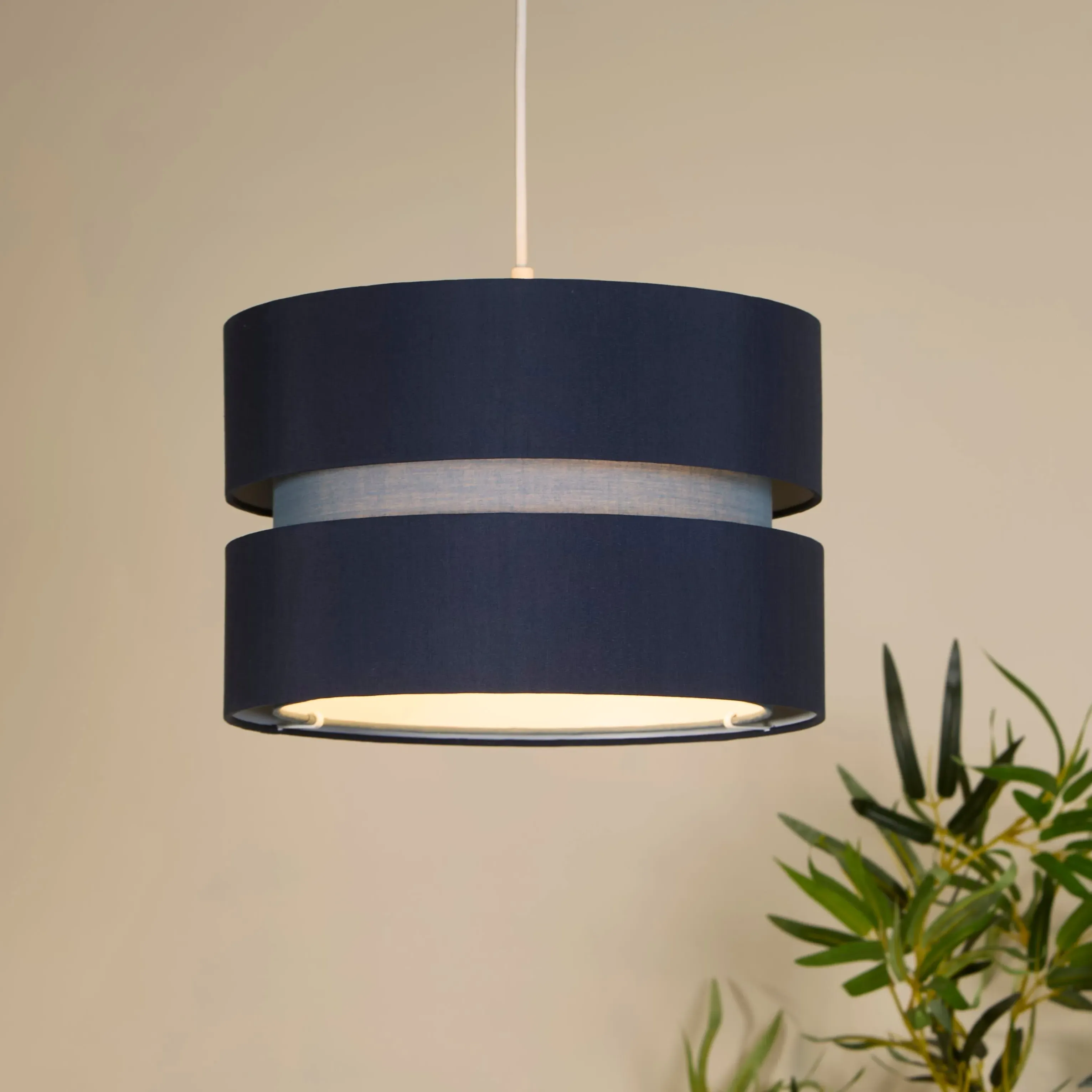 30cm Drum Shade Two Tone Design - Blue